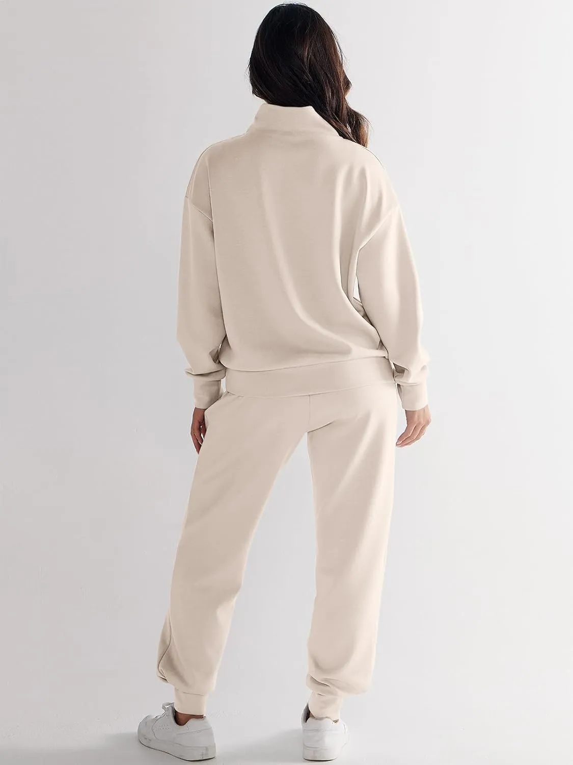 ANRABESS Women's 2 Piece Lounge Sets Half Zip Sweatshirt Jogger Sweatpant 2025 Trendy Spring Casual Travel Sweat Outfits