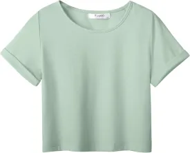 Arshiner Girls Crop Tops Short Sleeve Tie Dye Summer T Shirt Crewneck Rolled Cuffs Fashion Shirts Tee