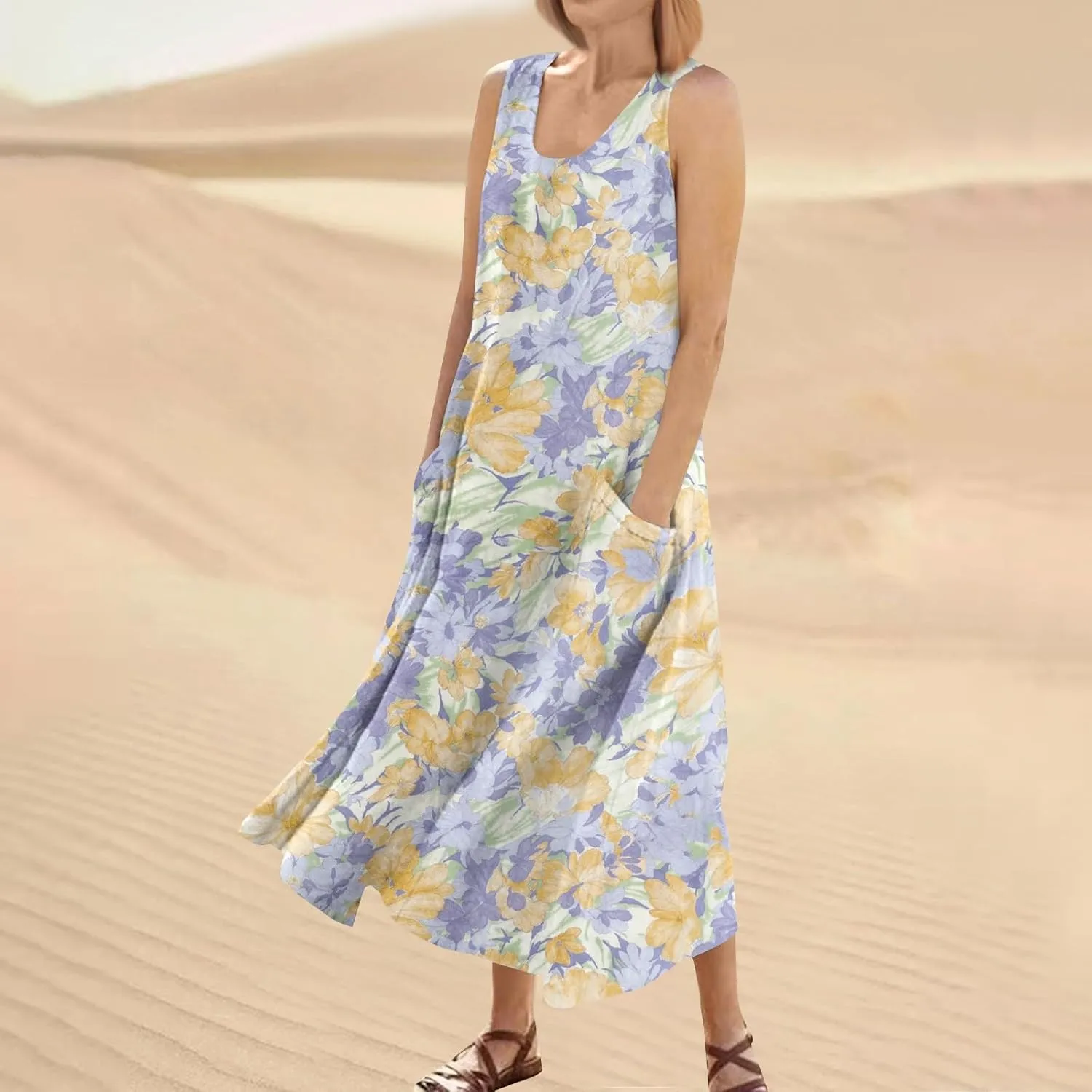 Beach Vacation Clothes for Women Summer Spring Dresses 2025 Sleeveless Plus Size Casual Sundresses