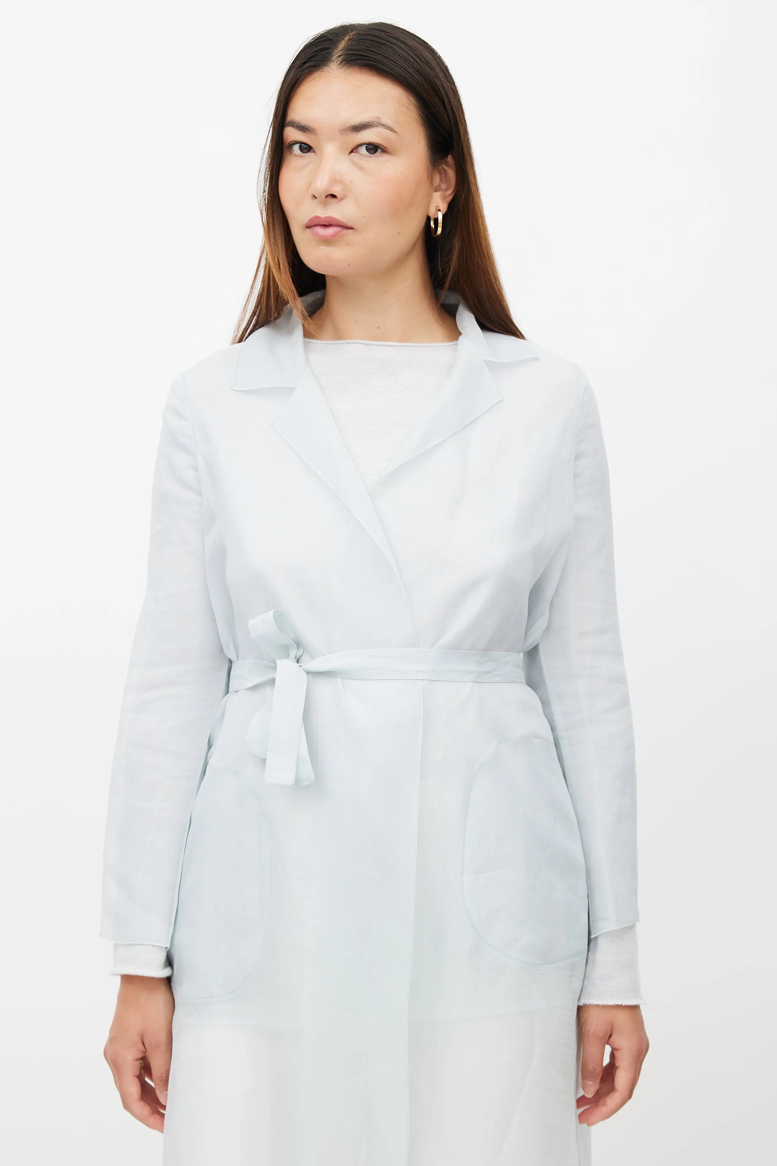 Blue Silk Sheer Trench