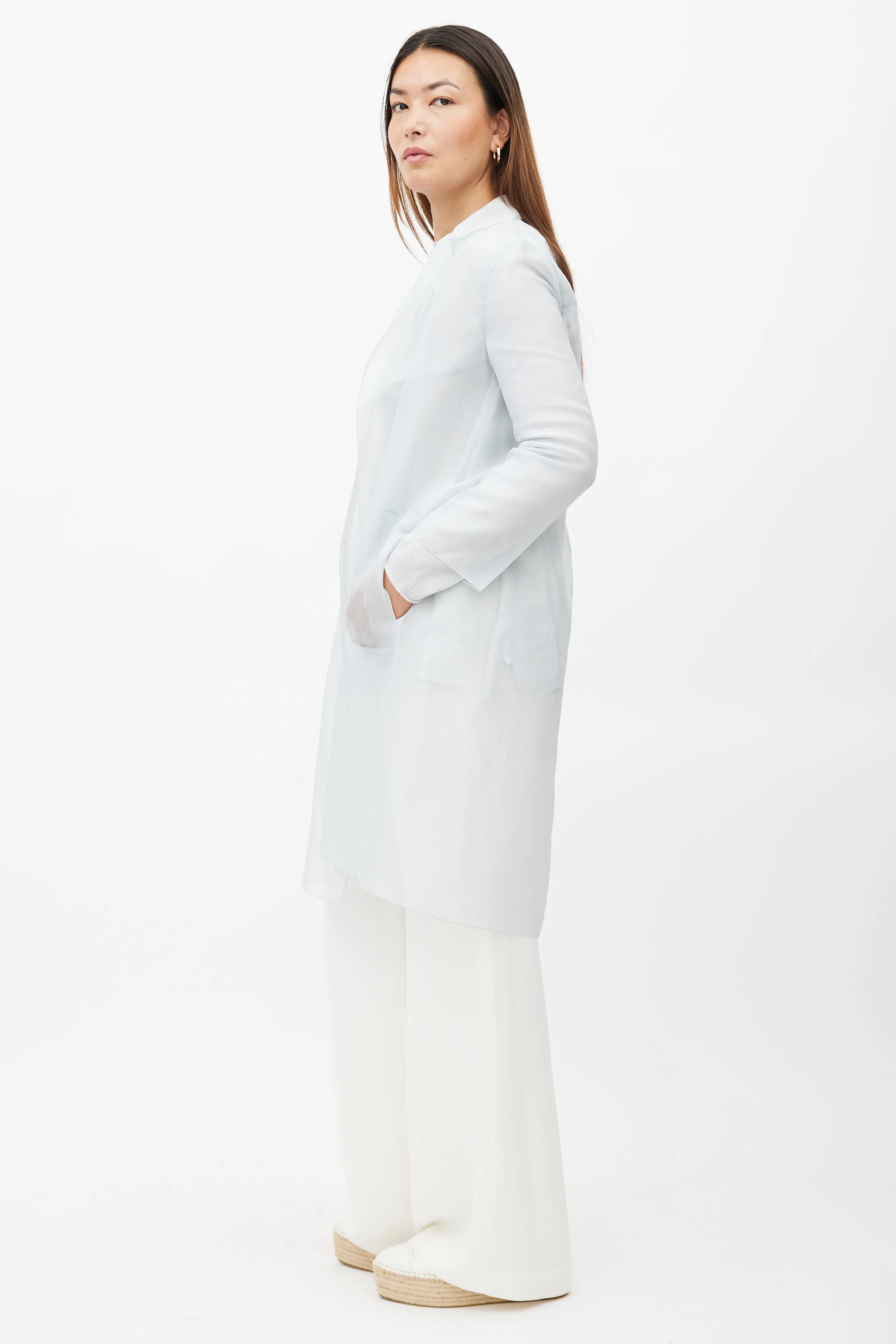 Blue Silk Sheer Trench