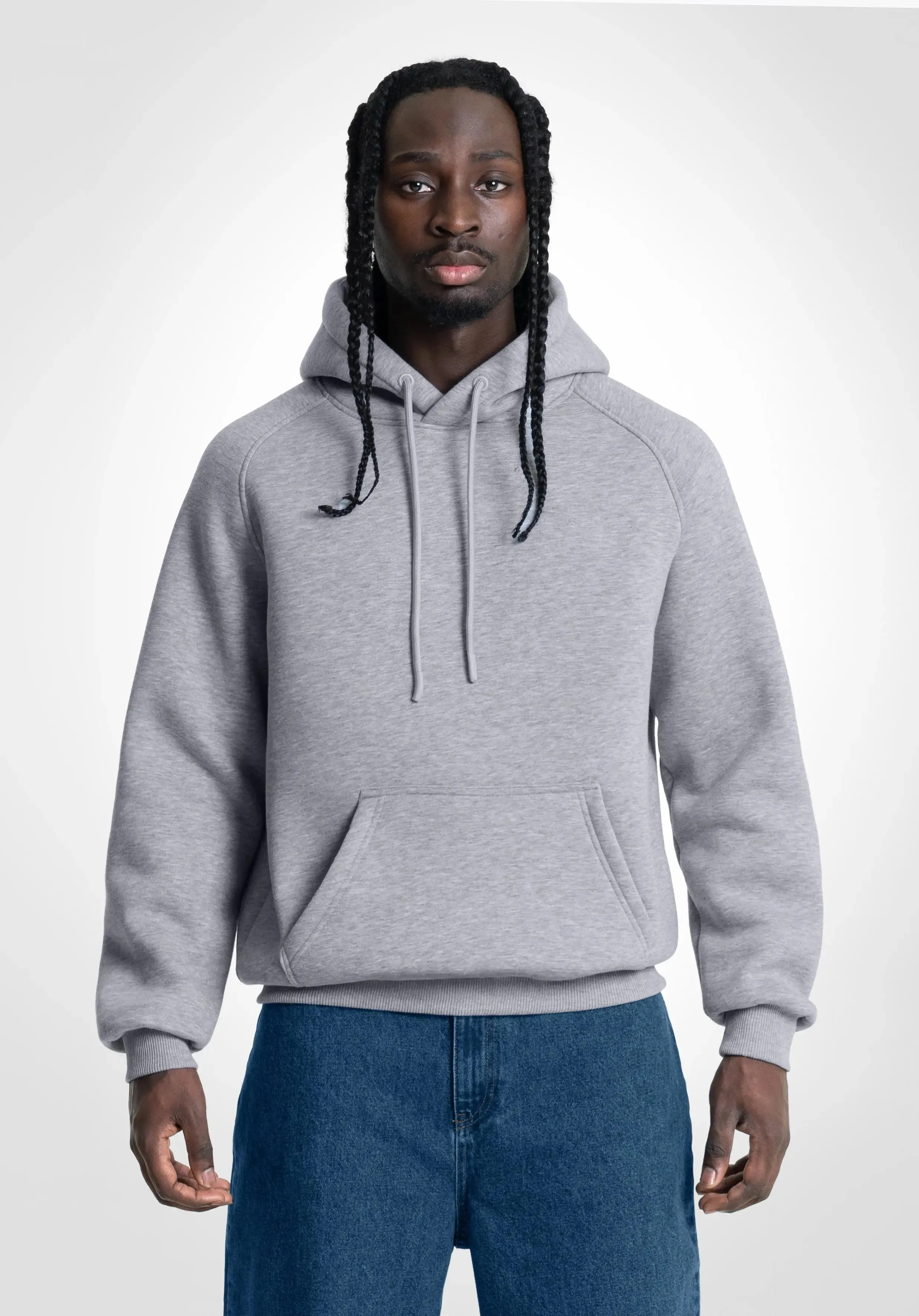 Boxy Raglan Hoodie - Melange Grey