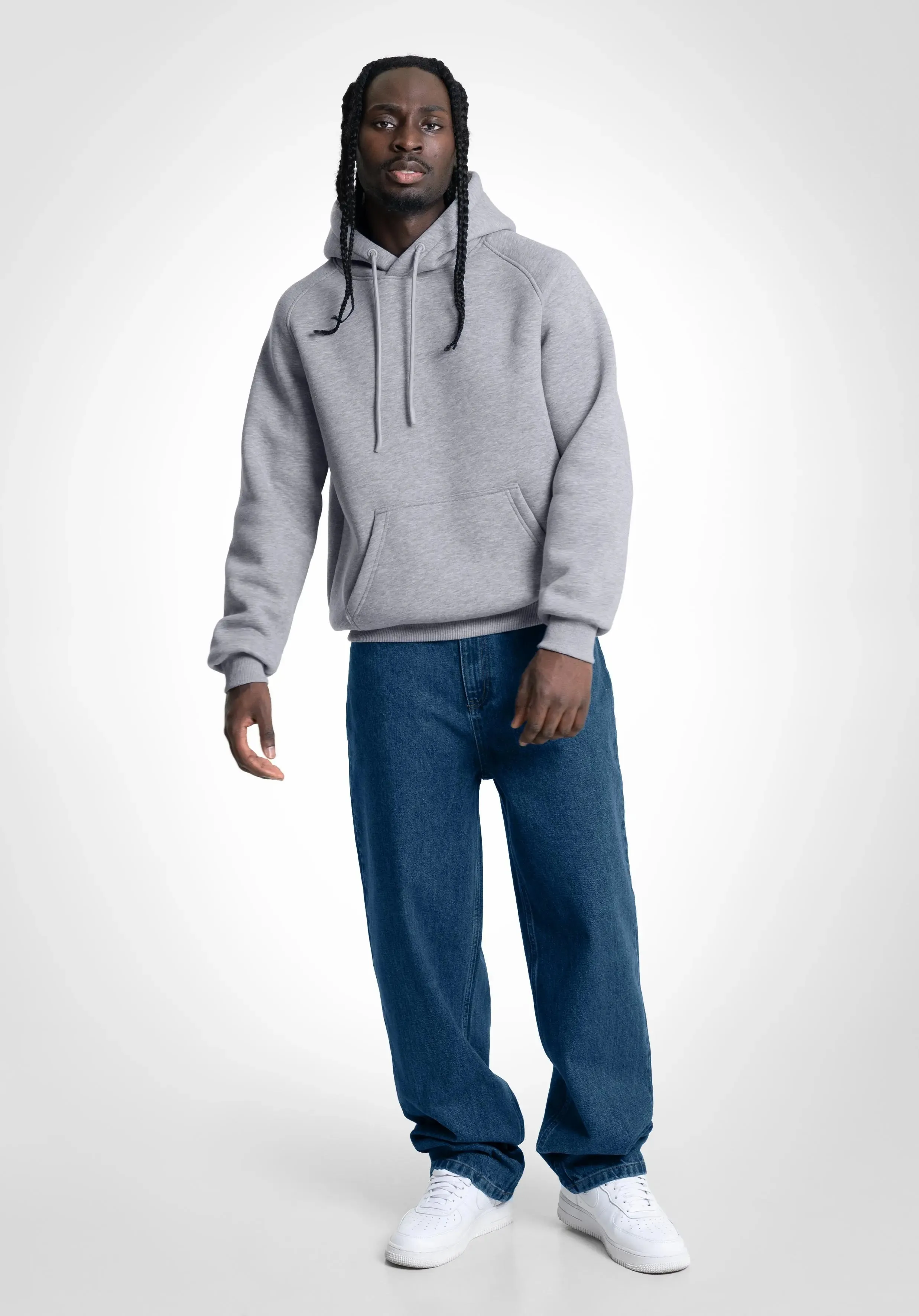 Boxy Raglan Hoodie - Melange Grey