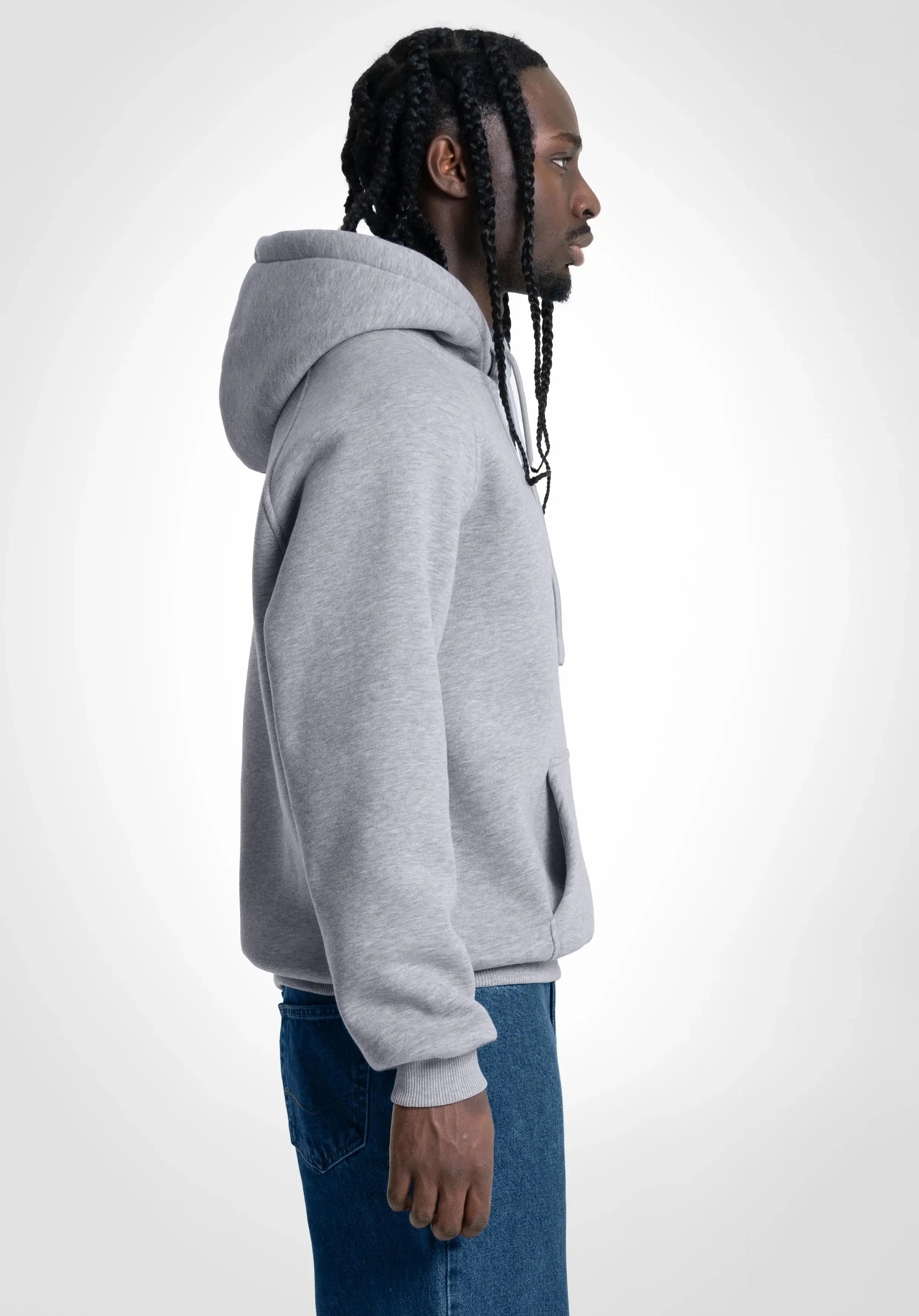 Boxy Raglan Hoodie - Melange Grey