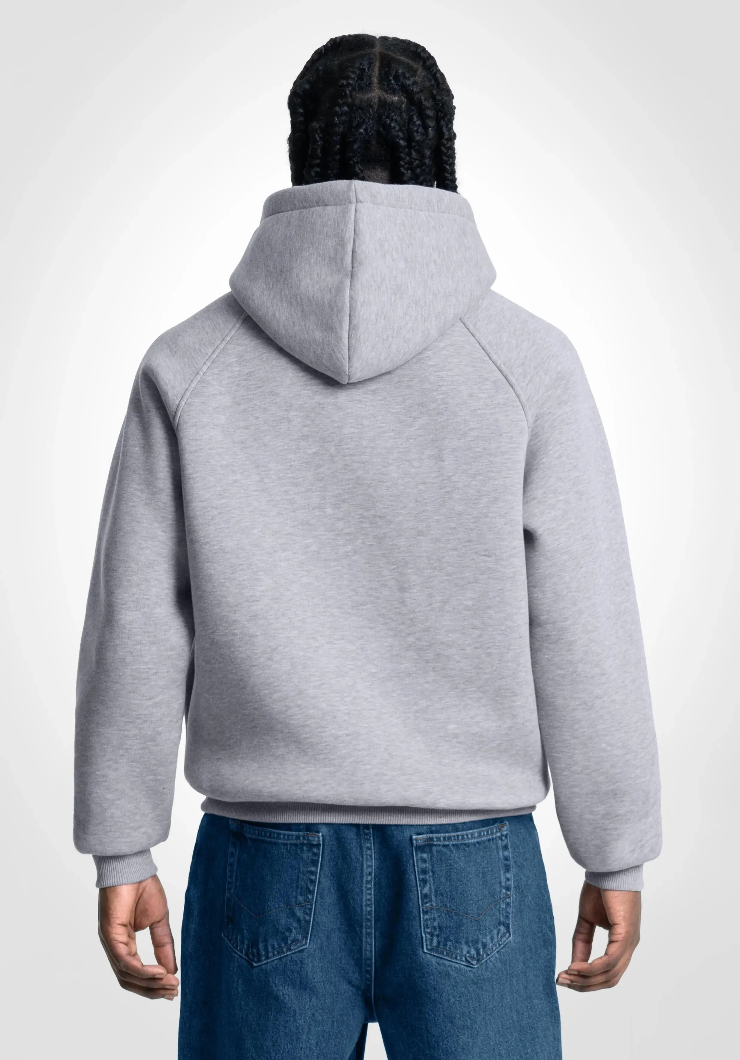 Boxy Raglan Hoodie - Melange Grey