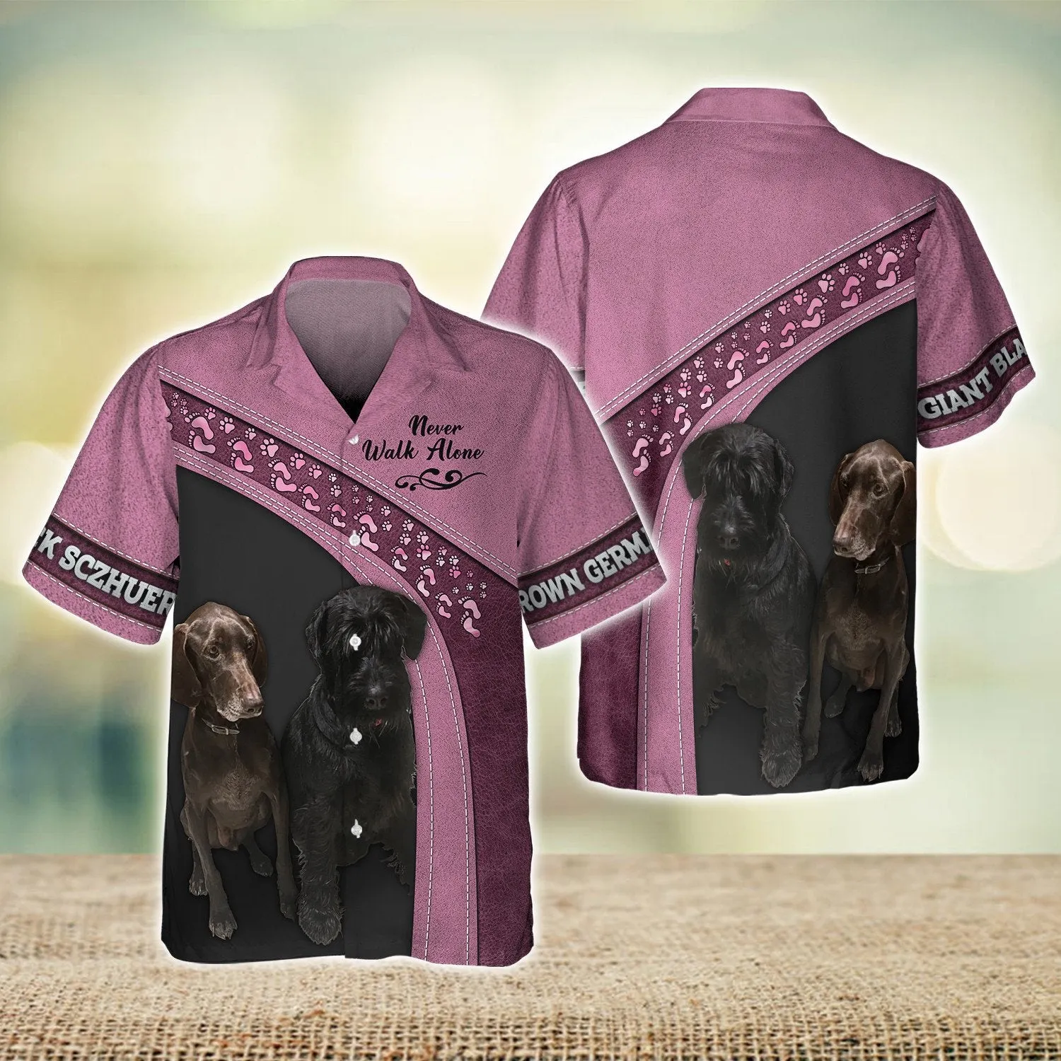 Brown German Pointer And Giant Black Sczhuer Never Walk Alone 3D Full Print Shirts, Shirt For Dog Lovers, Dog Memorial Gifts for loss of Dog