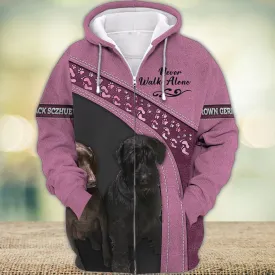 Brown German Pointer And Giant Black Sczhuer Never Walk Alone 3D Full Print Shirts, Shirt For Dog Lovers, Dog Memorial Gifts for loss of Dog