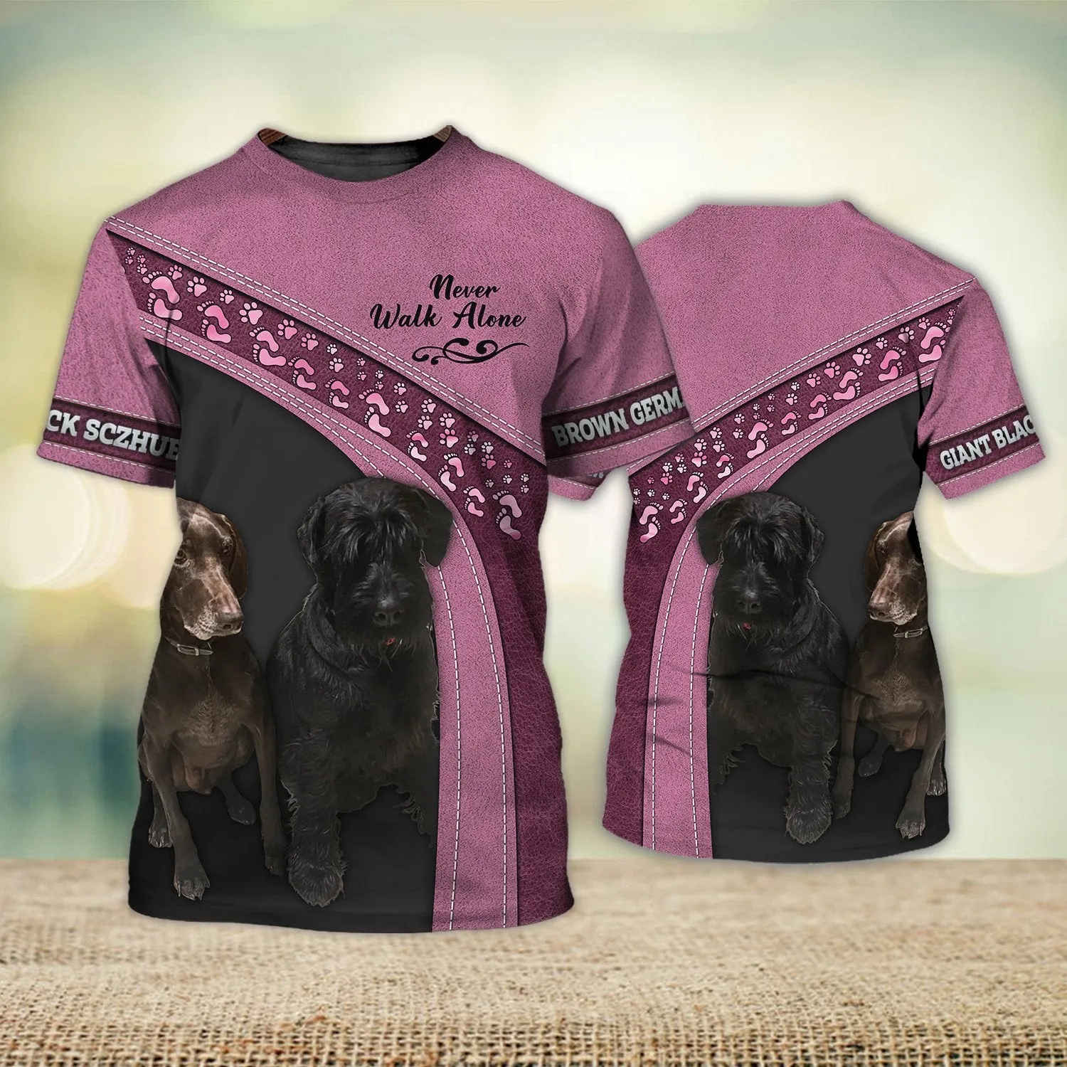 Brown German Pointer And Giant Black Sczhuer Never Walk Alone 3D Full Print Shirts, Shirt For Dog Lovers, Dog Memorial Gifts for loss of Dog