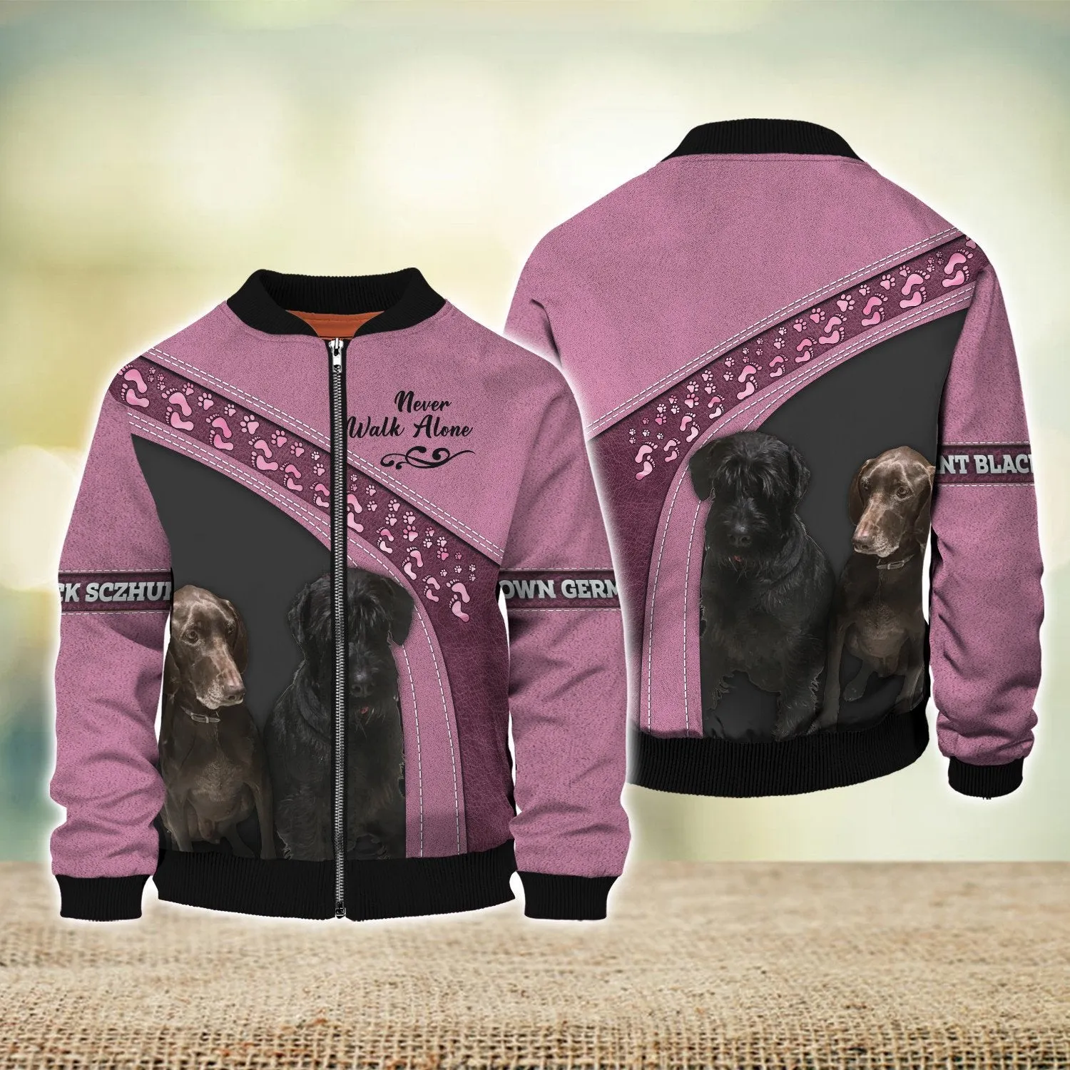 Brown German Pointer And Giant Black Sczhuer Never Walk Alone 3D Full Print Shirts, Shirt For Dog Lovers, Dog Memorial Gifts for loss of Dog