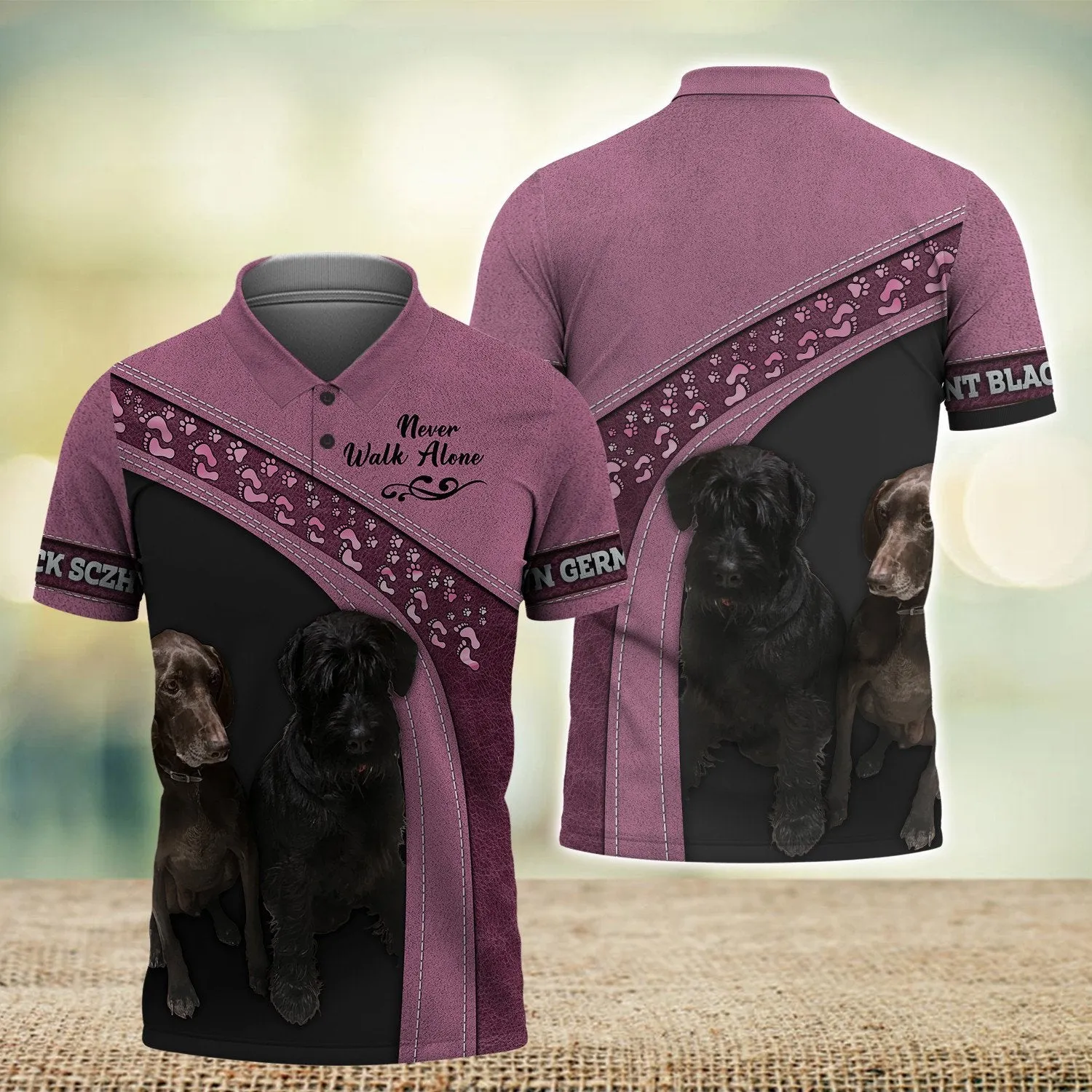 Brown German Pointer And Giant Black Sczhuer Never Walk Alone 3D Full Print Shirts, Shirt For Dog Lovers, Dog Memorial Gifts for loss of Dog