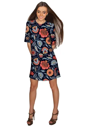 BUY 1 GET 4 FREE! Bellibone Grace Black Floral Shift Mini Dress - Women