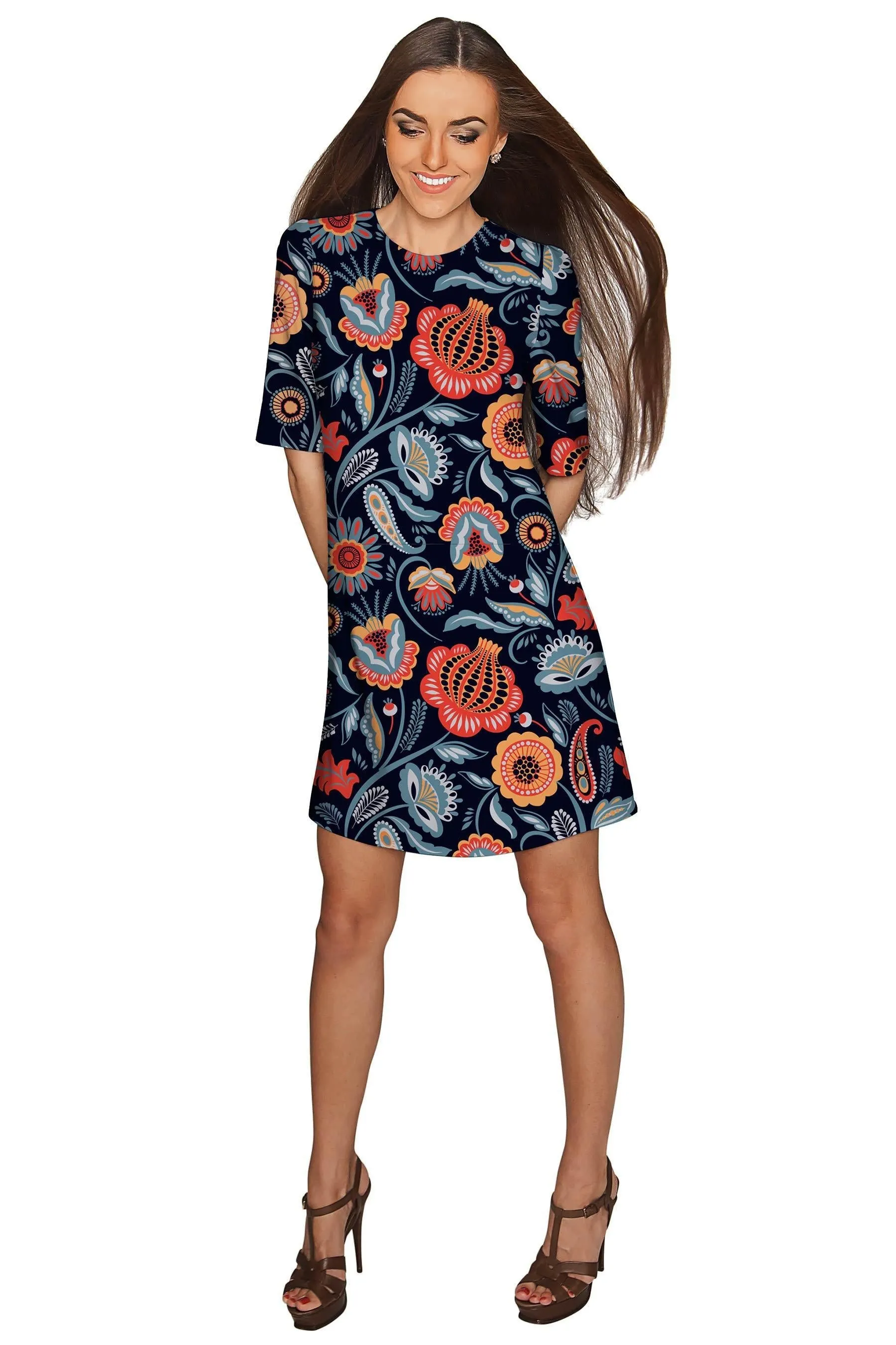 BUY 1 GET 4 FREE! Bellibone Grace Black Floral Shift Mini Dress - Women