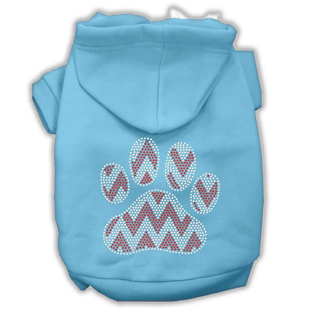 Candy Cane Chevron Paw Rhinestone Dog Hoodie Baby Blue Xxl (18)
