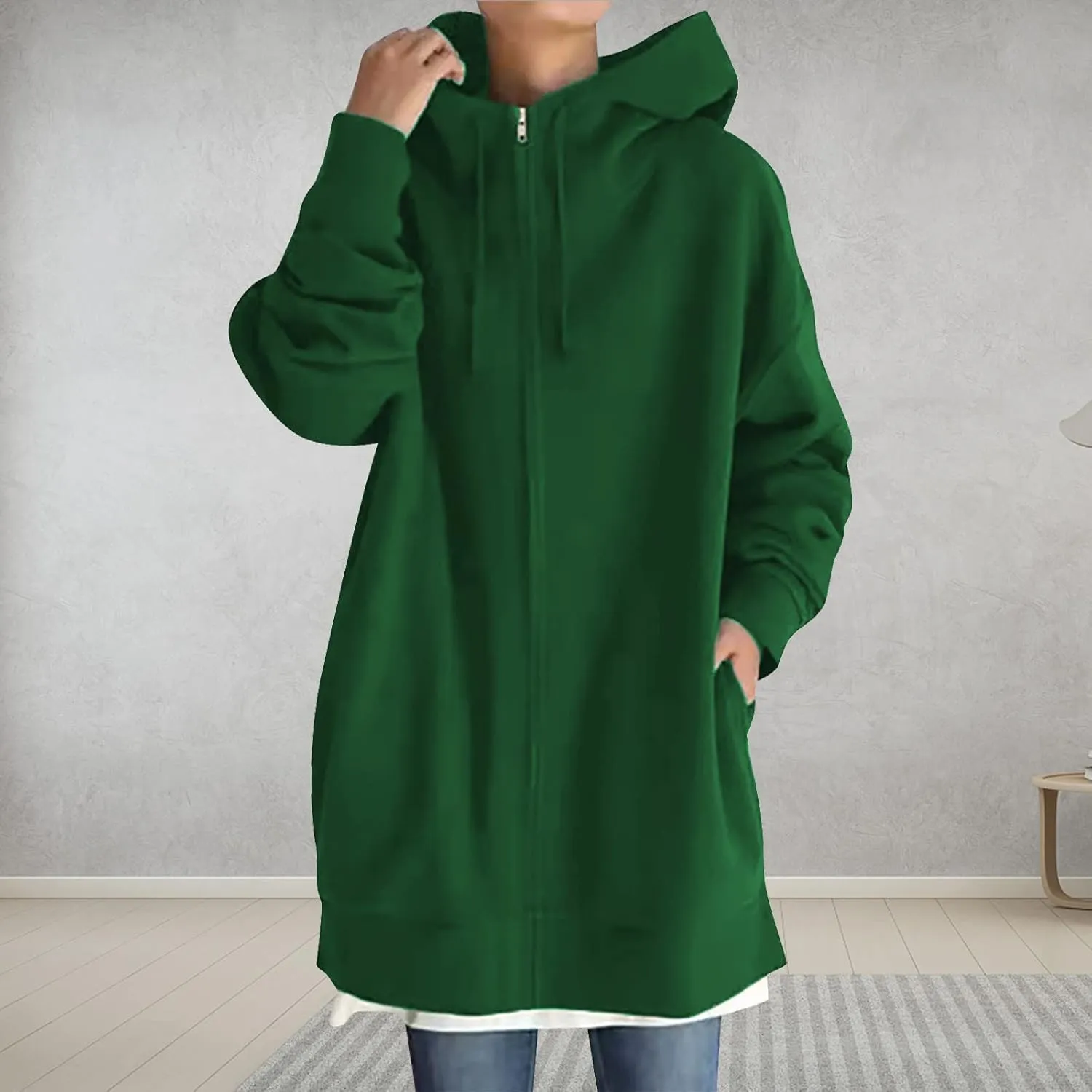 Ceboyel Women Oversized Sweatshirt Loose Fit Full Zip Up Fashion Long Hoodies Trendy Y2K Jackets Winter Outfits Clothes 2023