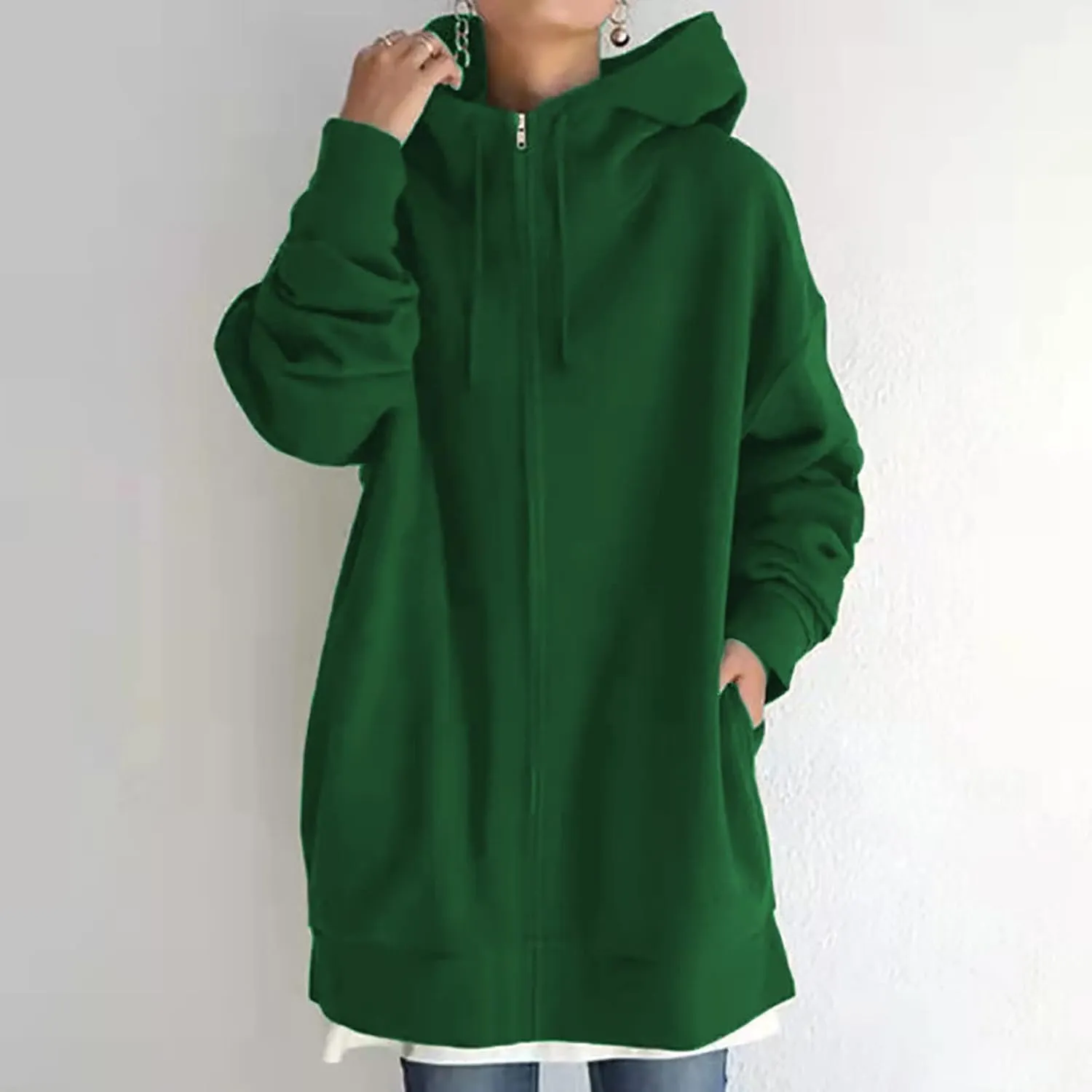 Ceboyel Women Oversized Sweatshirt Loose Fit Full Zip Up Fashion Long Hoodies Trendy Y2K Jackets Winter Outfits Clothes 2023