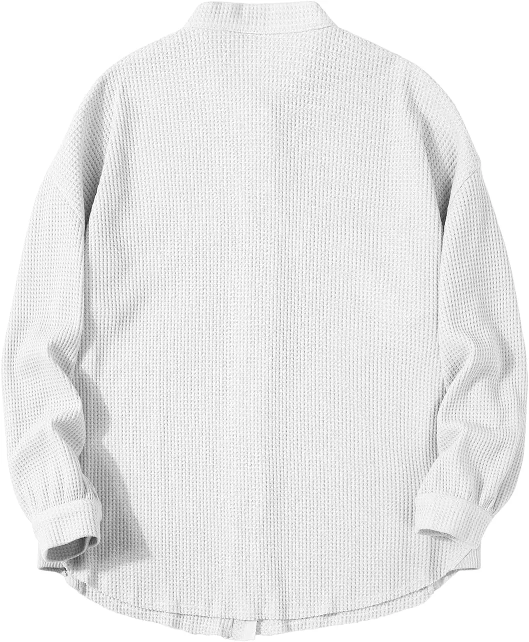 chouyatou Women's Loose Fit Batwing Sleeve Waffle Knit Button Down Shirt Shacket Tops