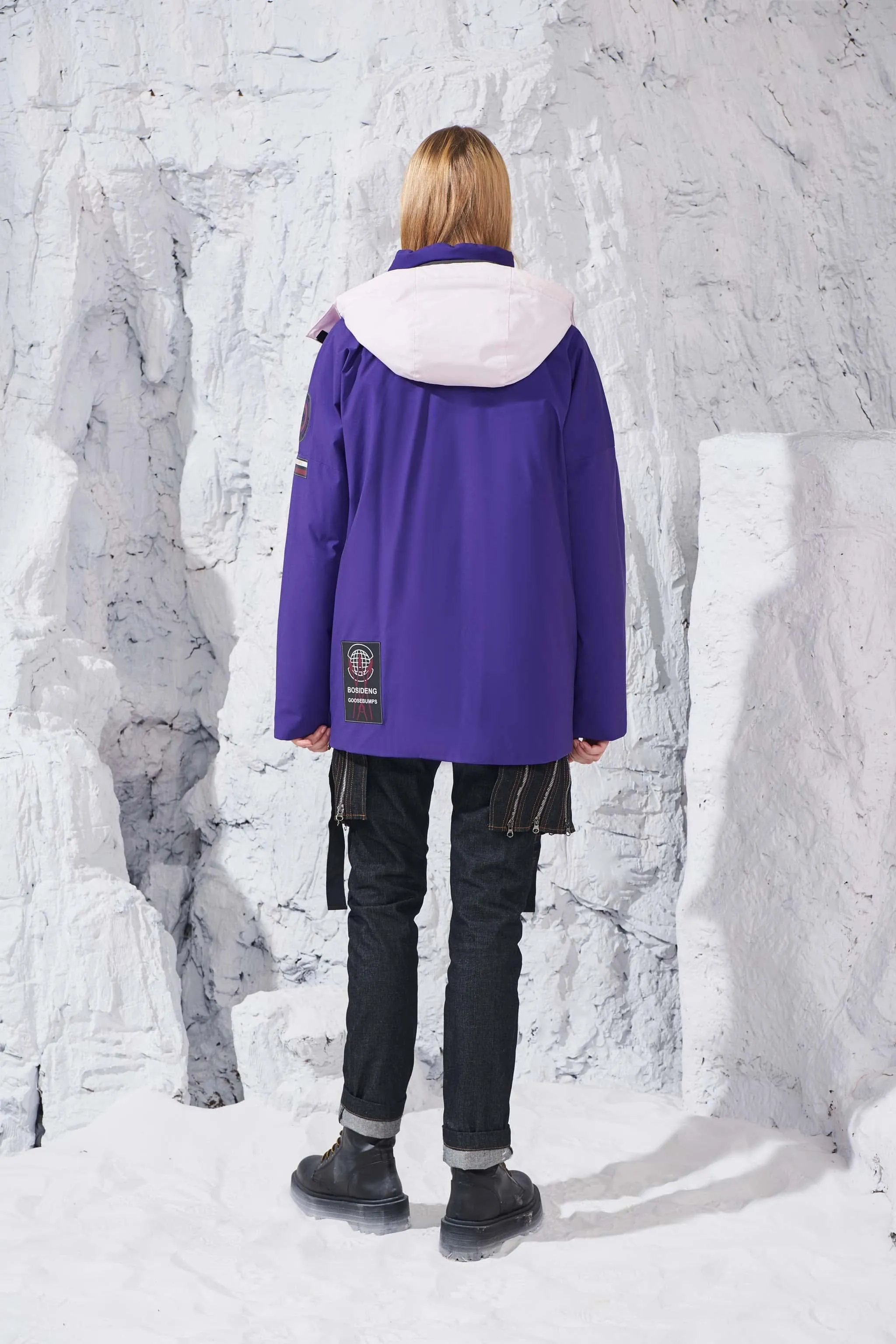 Contrast Hooded Goose Down Jacket