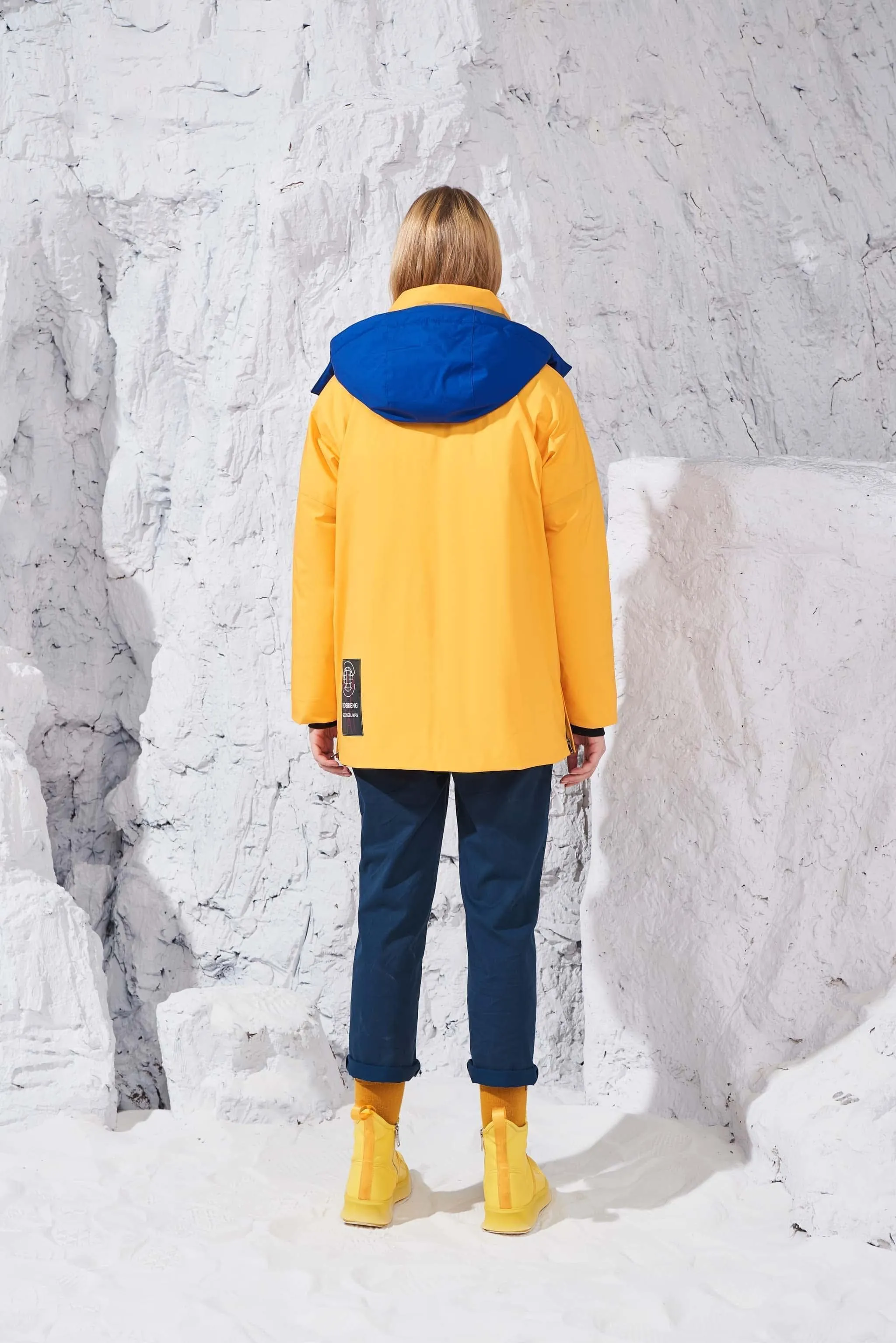 Contrast Hooded Goose Down Jacket