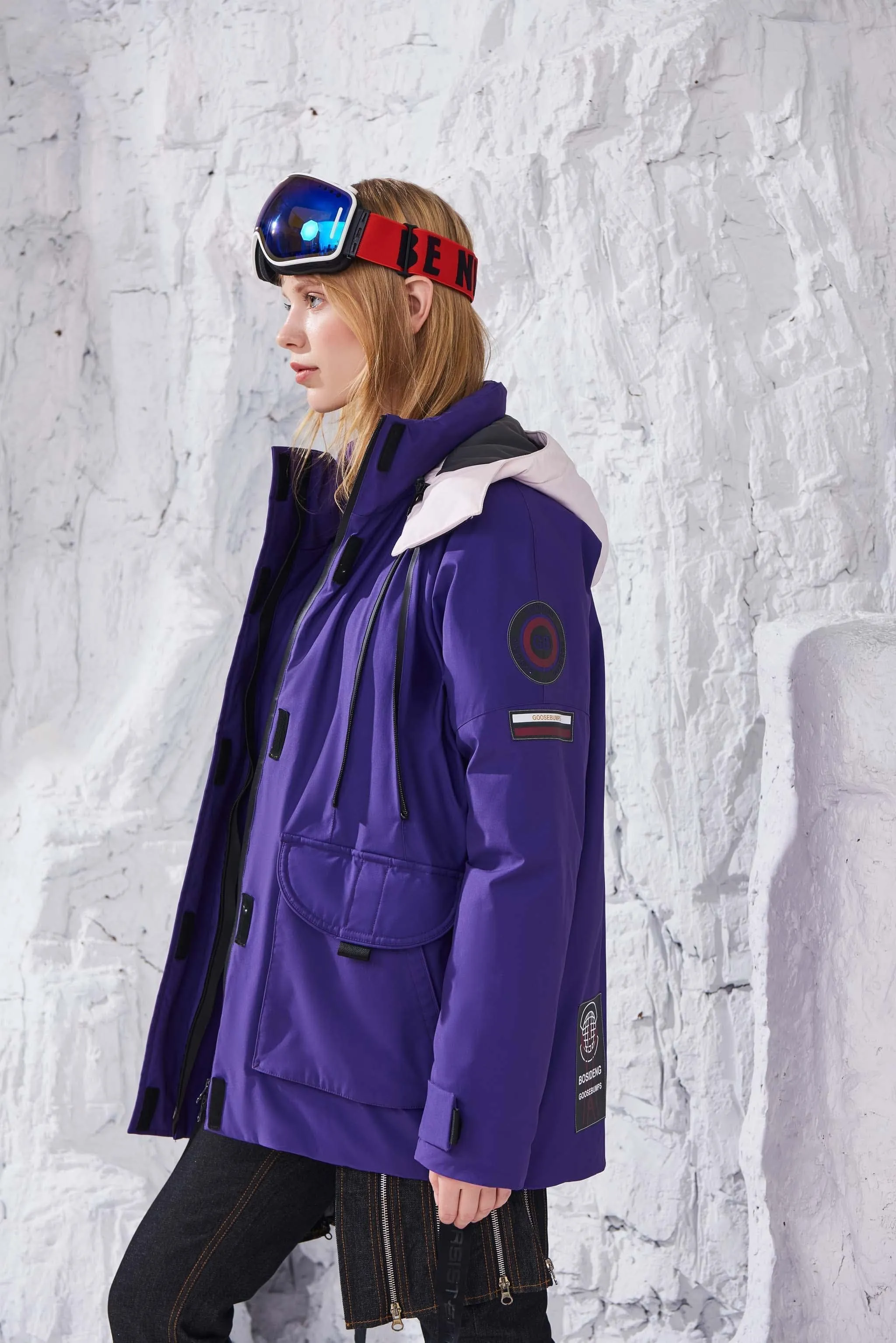 Contrast Hooded Goose Down Jacket