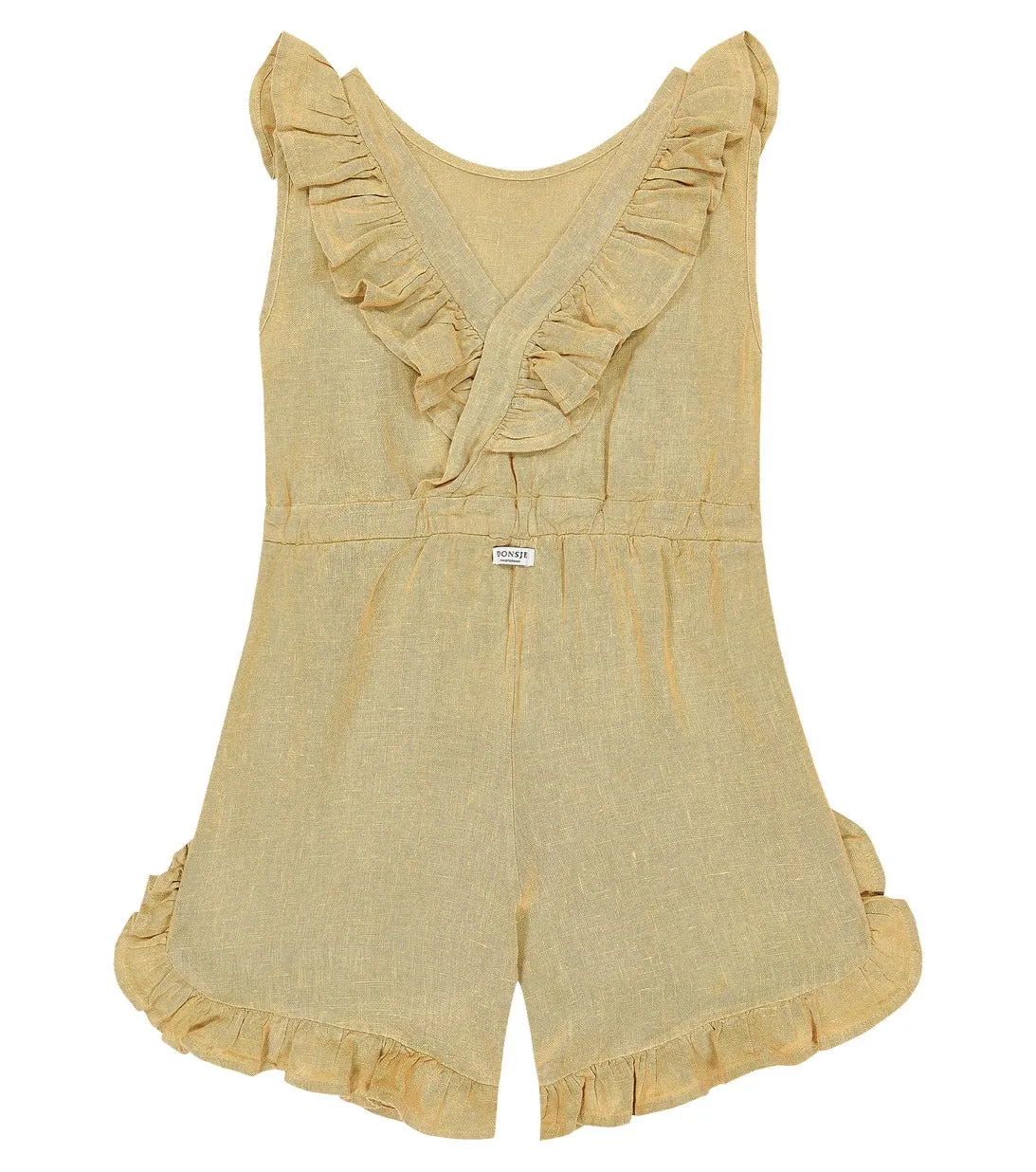 Donsje Kiki Linen Ruffle Jumpsuit, Neutral