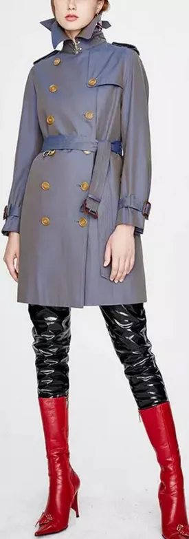 Double-Breasted Trench Coat, Blue