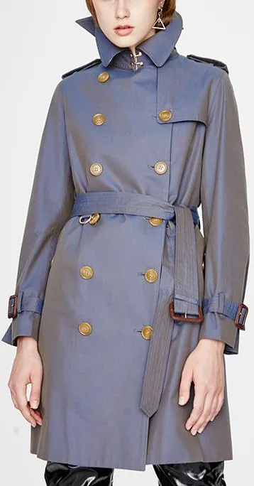 Double-Breasted Trench Coat, Blue