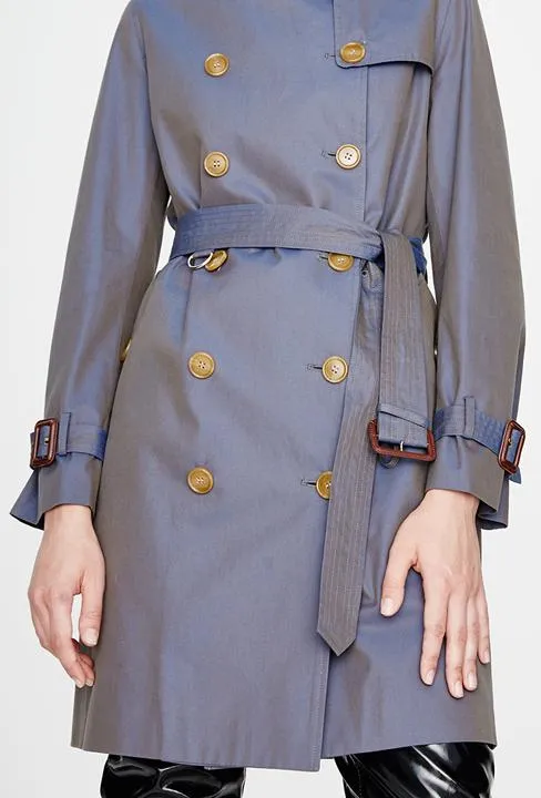 Double-Breasted Trench Coat, Blue