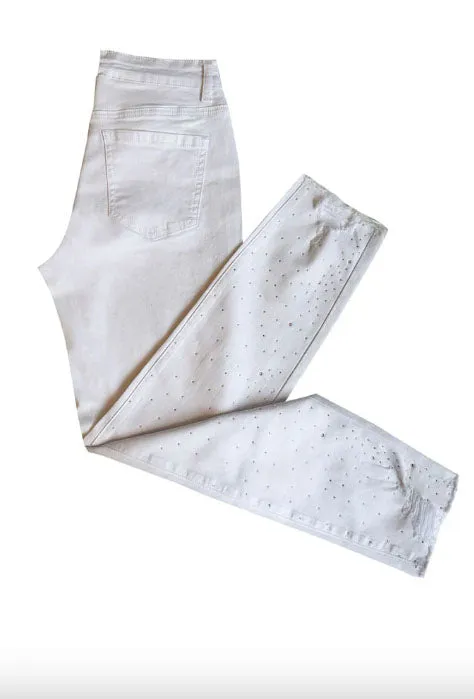 Ethyl Waterfall Bling White Denim Jeans