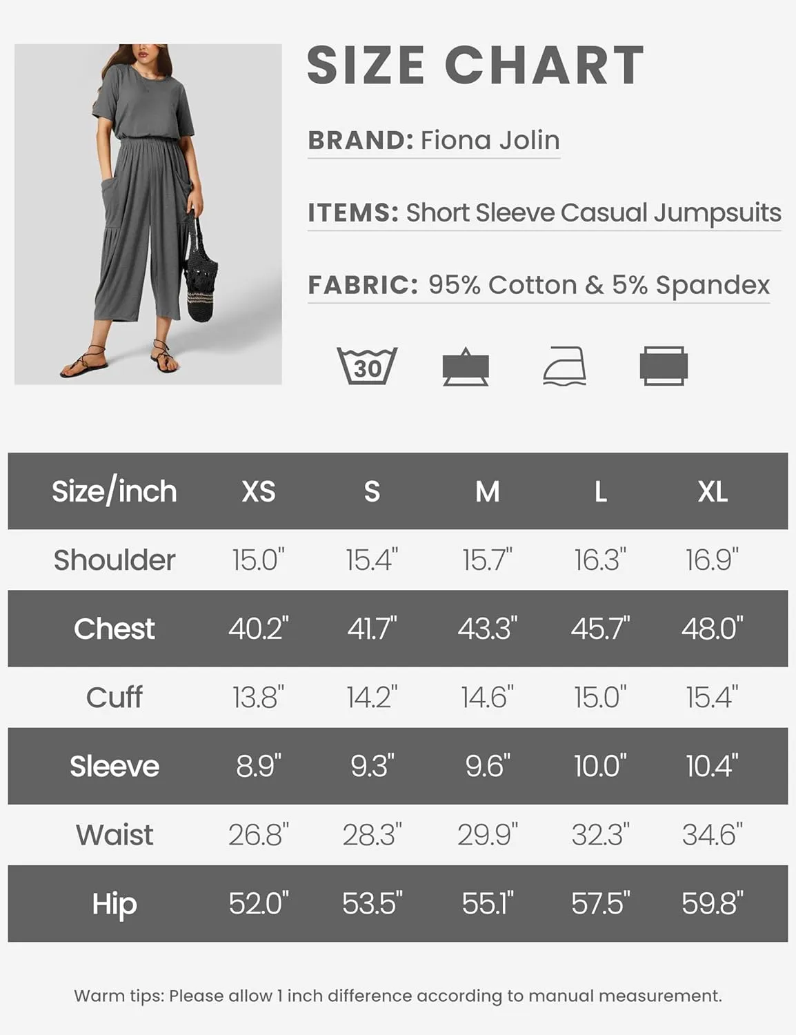 Fiona Jolin Jumpsuits for Women Casual Summer Short Sleeve Wide Leg Jumper Long Rompers with Pockets