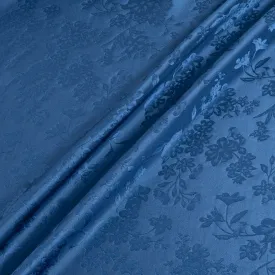 French Blue Floral Jacquard Pure Silk