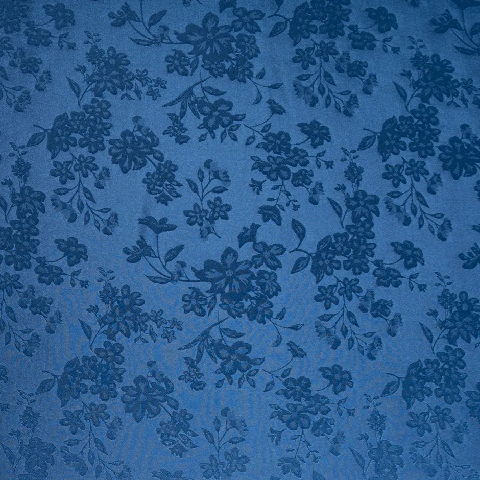 French Blue Floral Jacquard Pure Silk