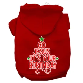 Go Jesus Screen Print Dog Hoodie Red Xs (8)