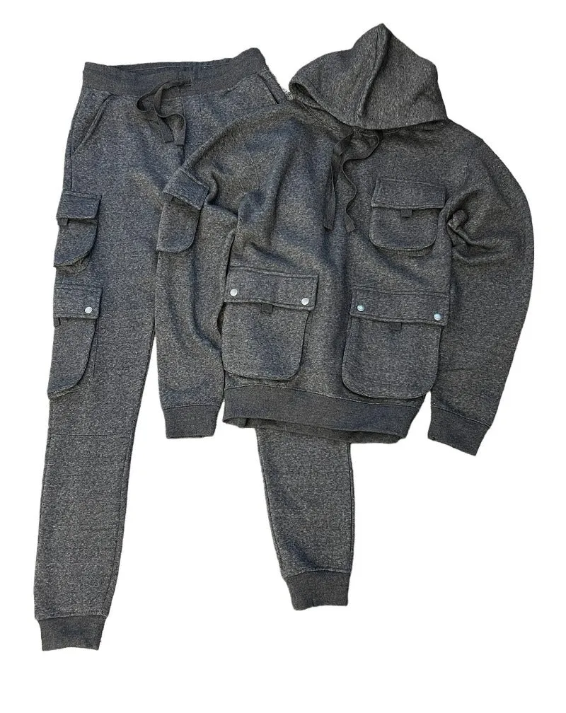 Gray Men's Jogger set hoodies and sweatpants Heavy Blend