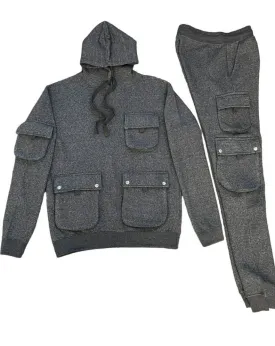 Gray Men's Jogger set hoodies and sweatpants Heavy Blend