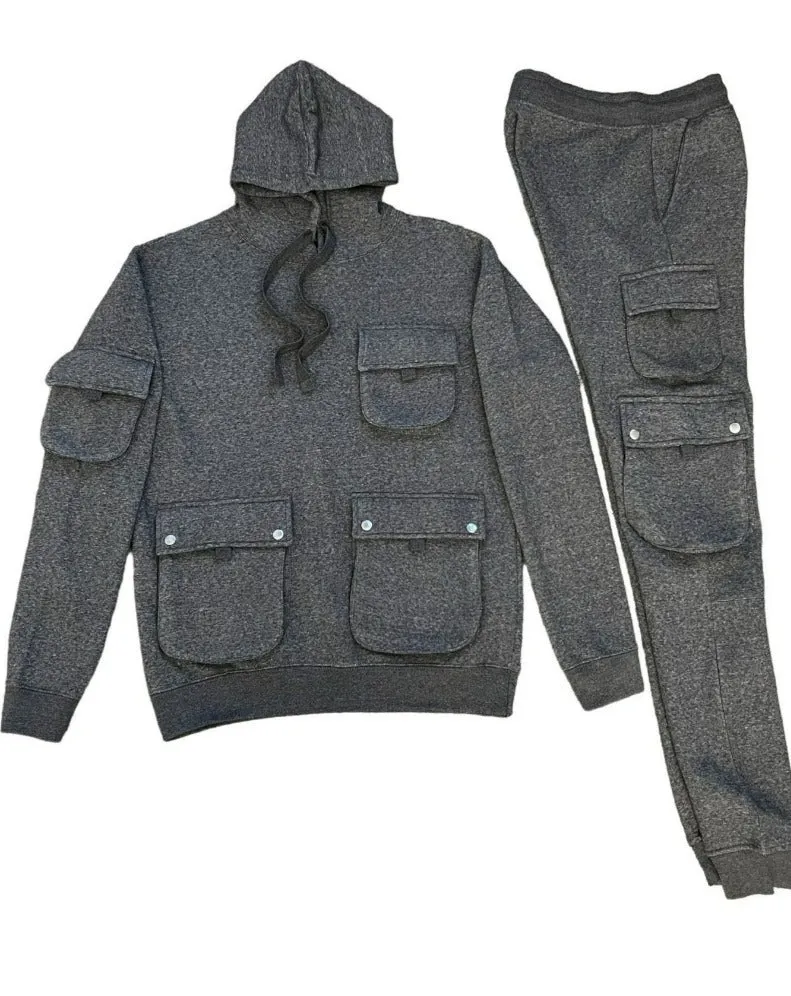 Gray Men's Jogger set hoodies and sweatpants Heavy Blend