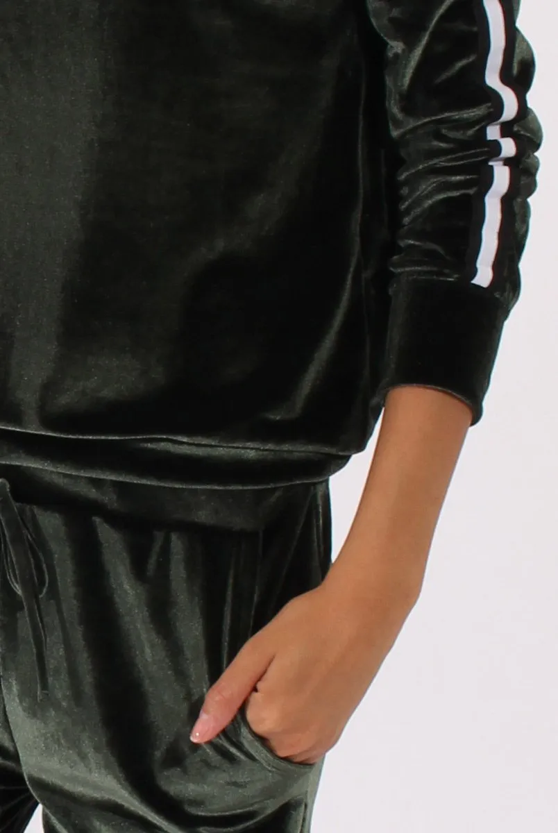 Green Velvet Stripe Tracksuit - Armani