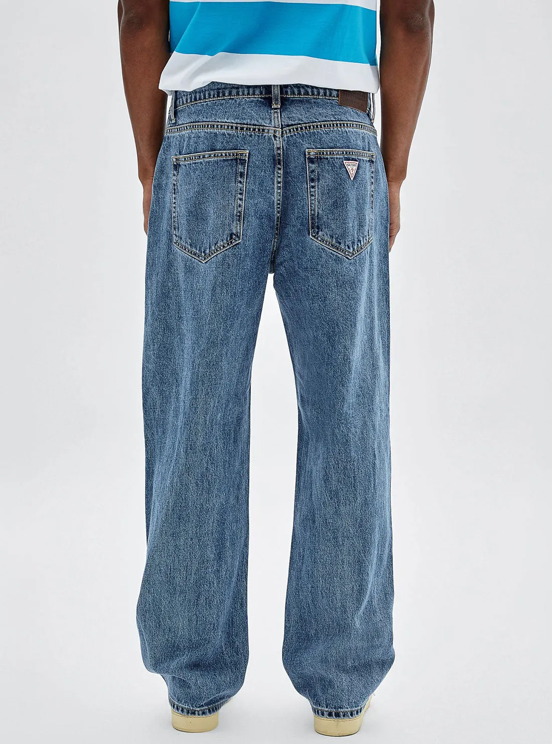 Guess Originals Mid Rise Straight Leg Bowie Denim Jeans In Medium Wash