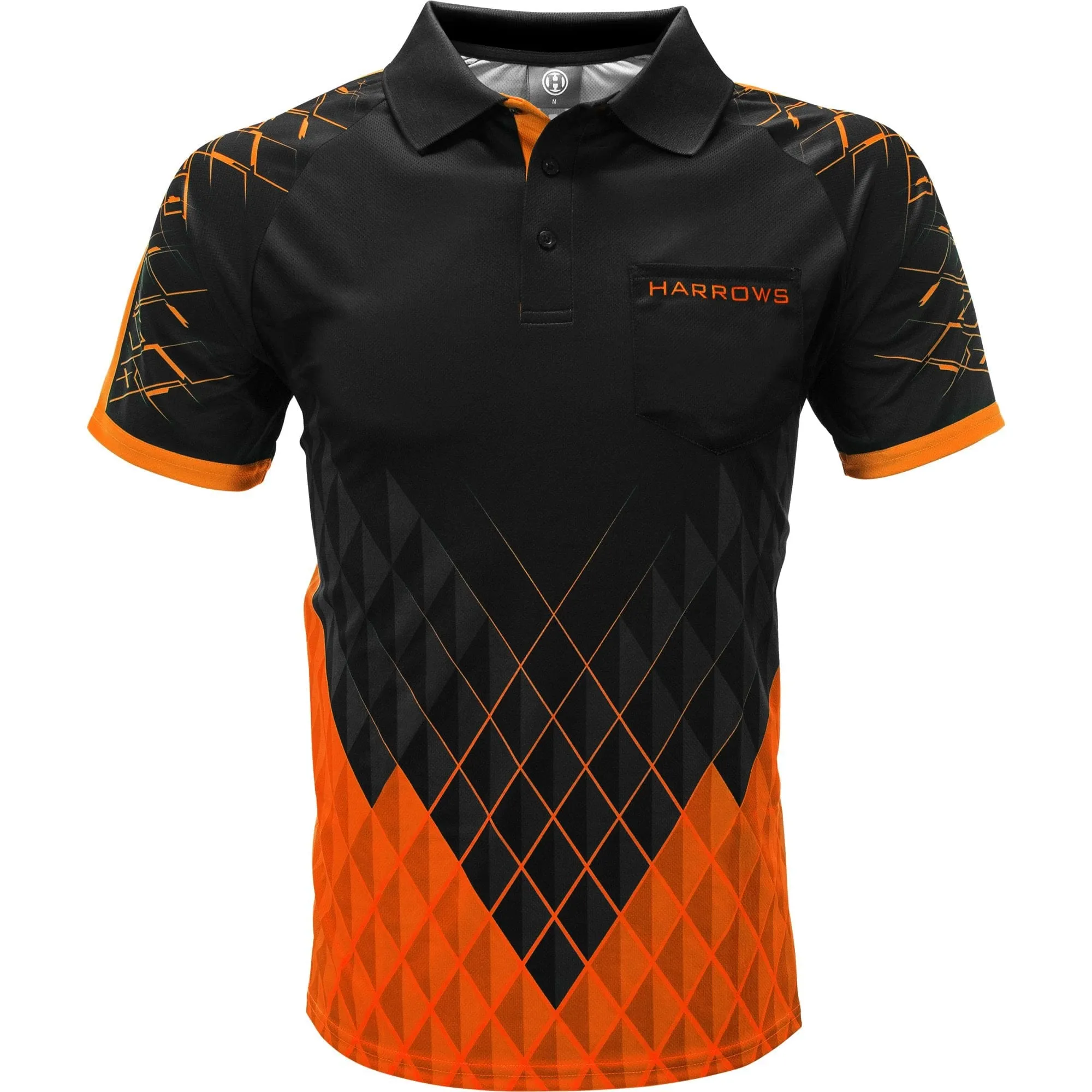 Harrows Paragon Dart Shirt - with Pocket - Black & Orange
