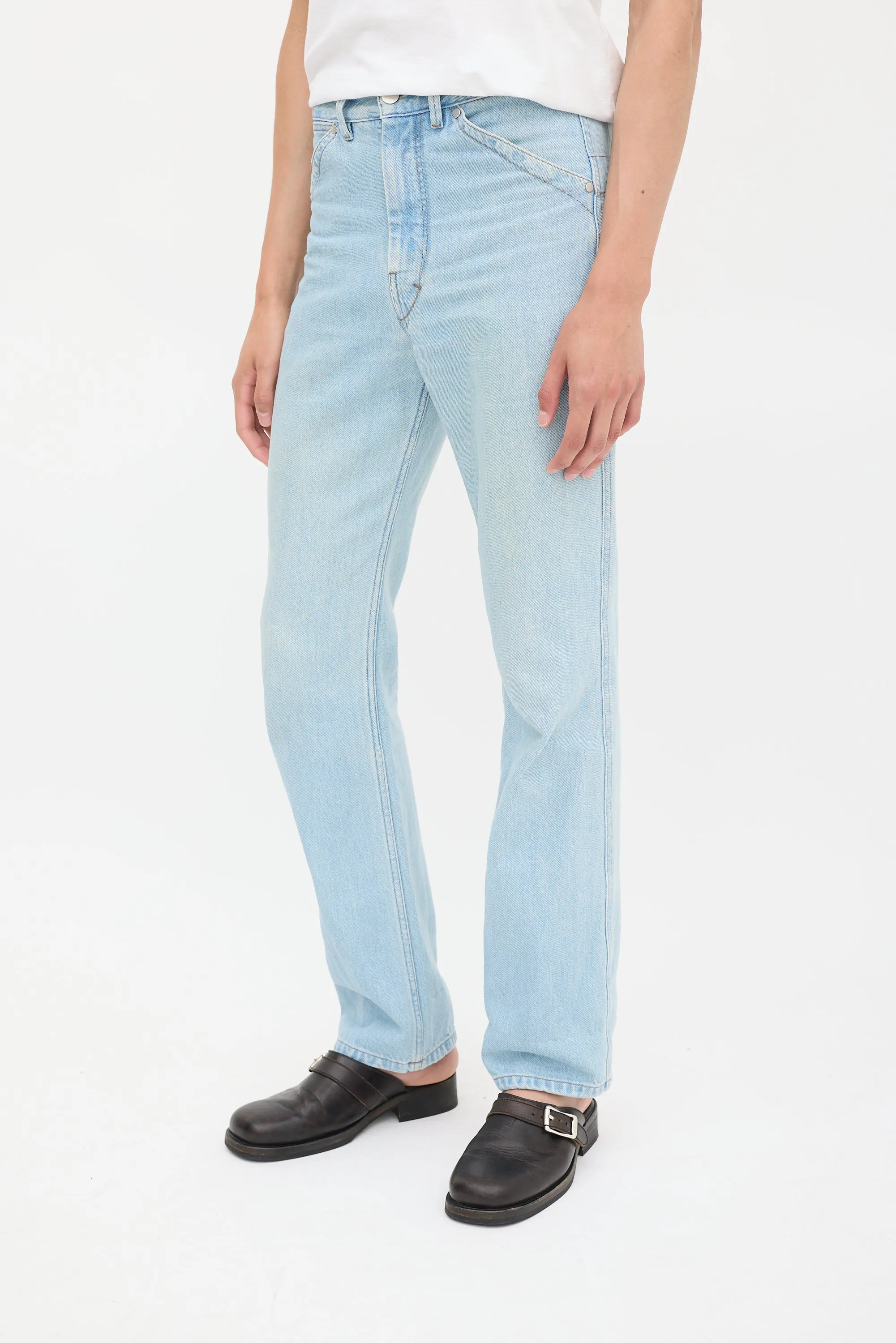 Light Wash Straight Leg Jeans
