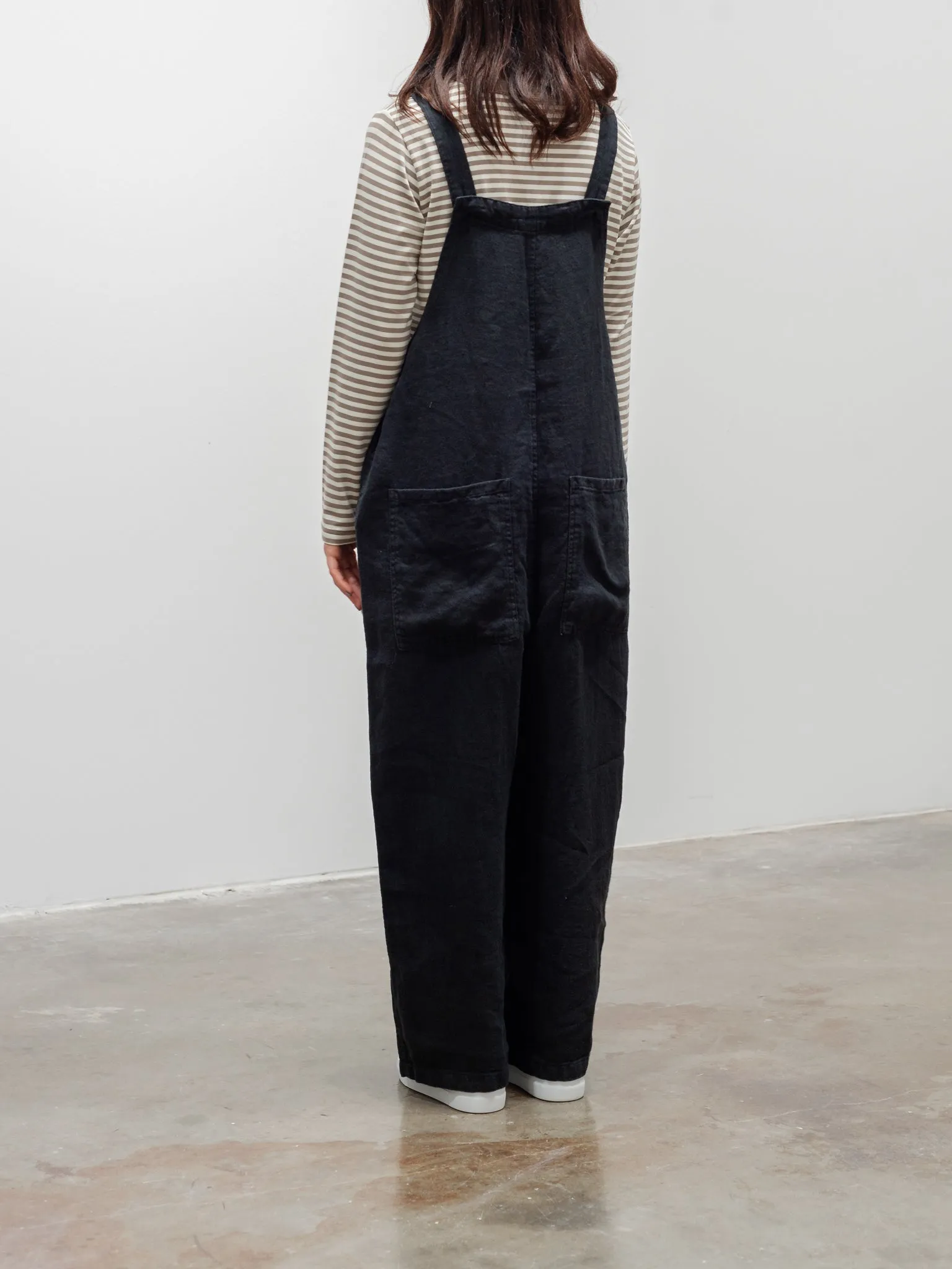 Linen Denim Overalls - Black