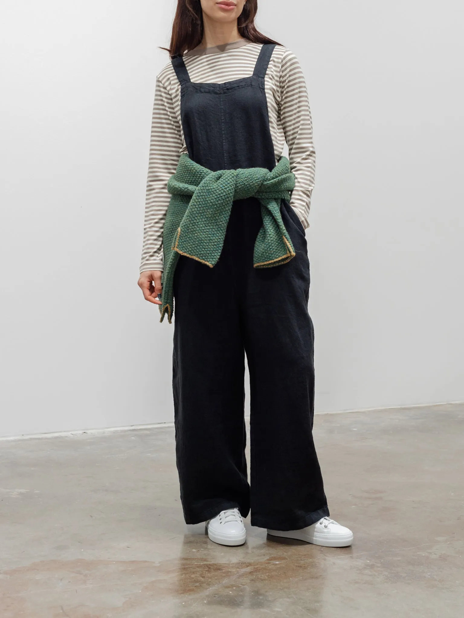 Linen Denim Overalls - Black