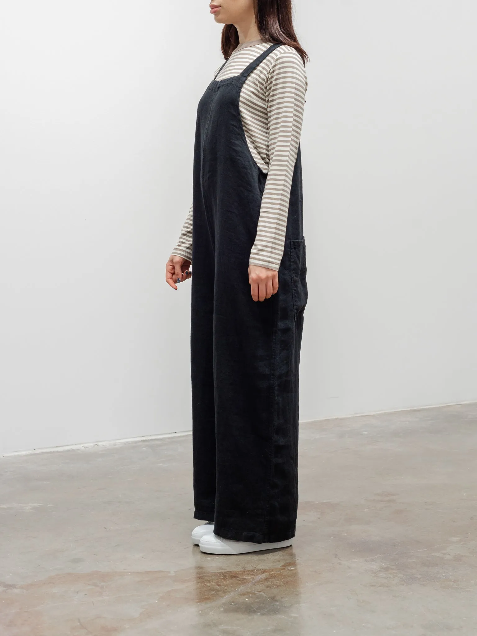 Linen Denim Overalls - Black