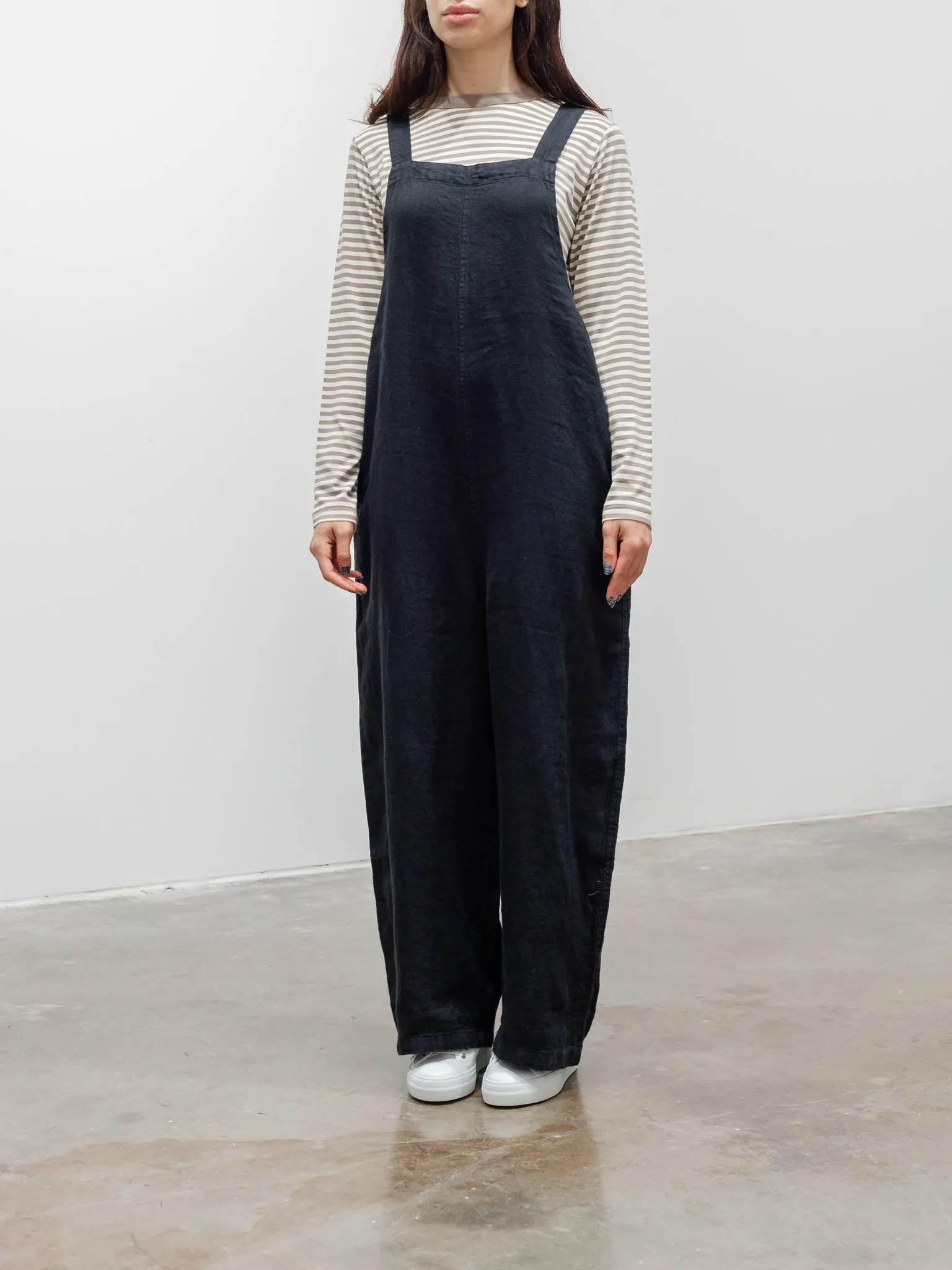 Linen Denim Overalls - Black