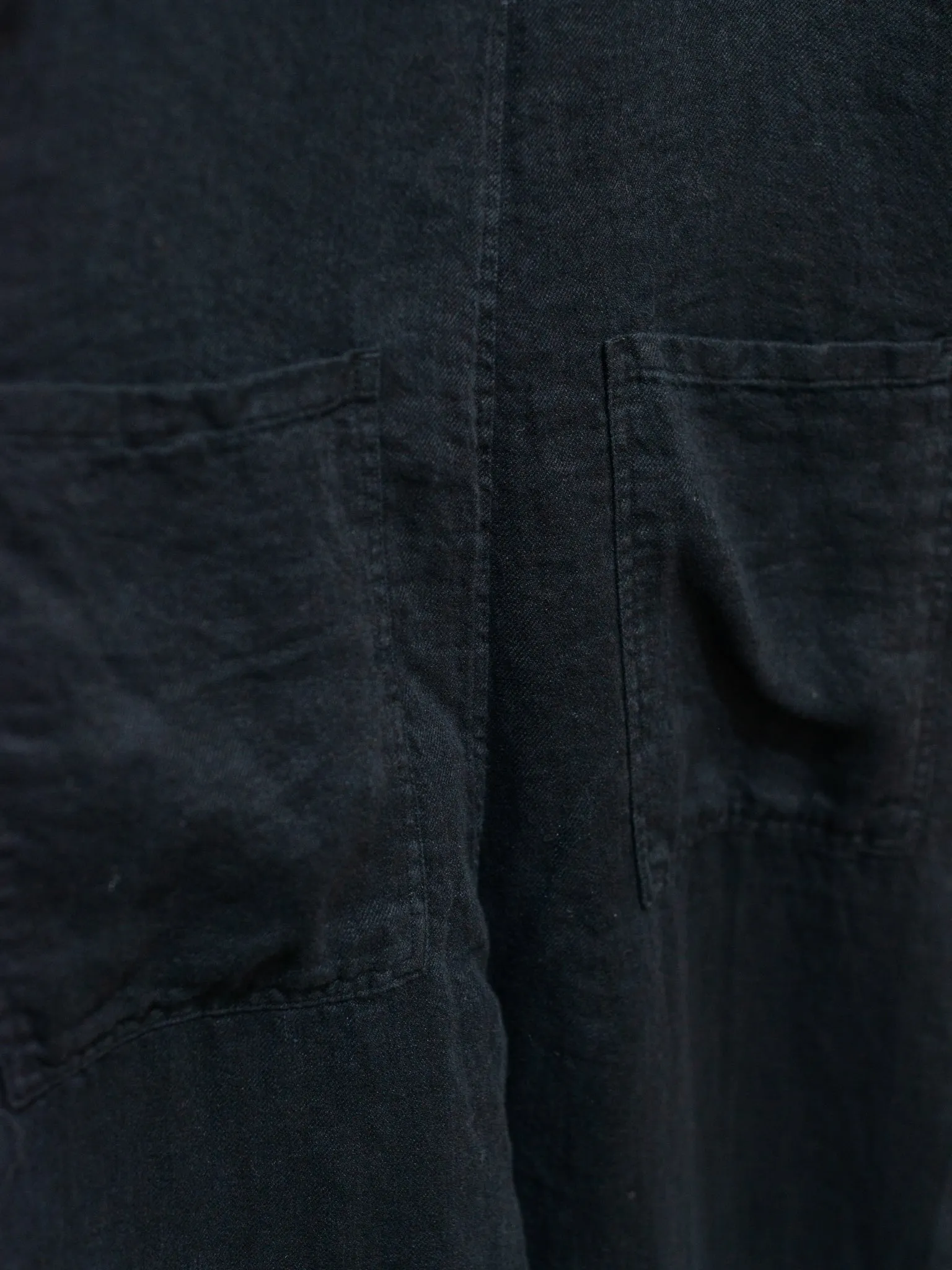 Linen Denim Overalls - Black