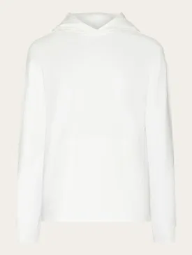 Loose fit hood sweat with logo chest print - GOTS/Vegan - Egret