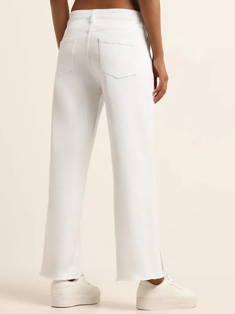 LOV White Mid Rise Straight-Leg Fit Jeans