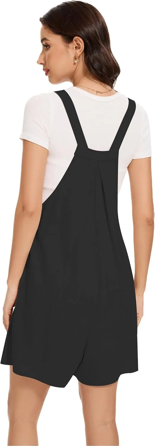 LOZ Womens Summer Casual Romper Sleeveless Bib Overalls Loose Short Jumpsuit Cotton Linen Material Clothes