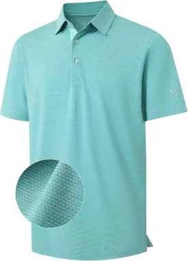 M MAELREG Golf Shirts for Men Dry Fit Short Sleeve Performance Moisture Wicking Heather Jacquard Active Mens Polo Shirts
