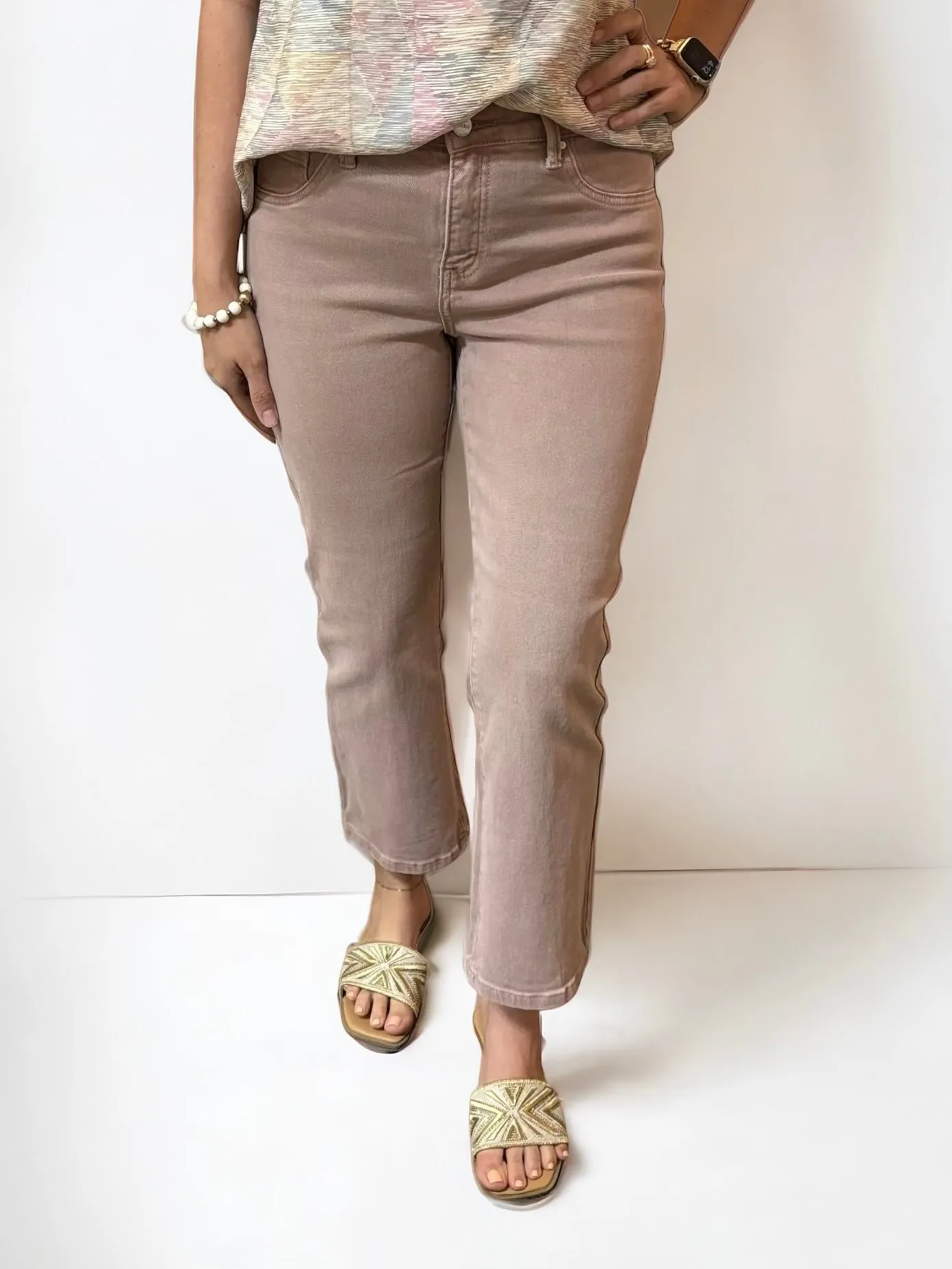 Maren Mauve Cropped Straight Leg Jean - Risen