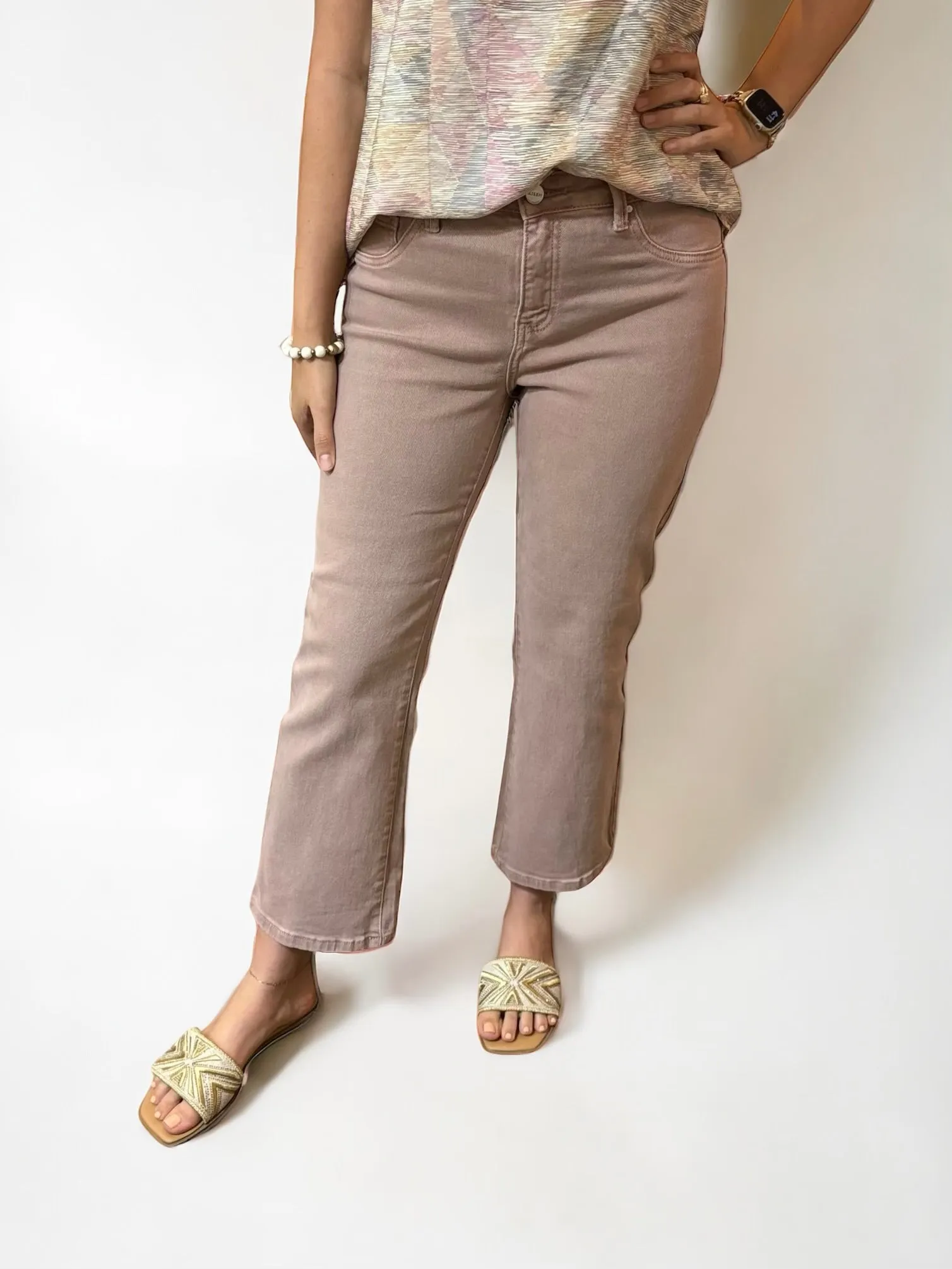 Maren Mauve Cropped Straight Leg Jean - Risen